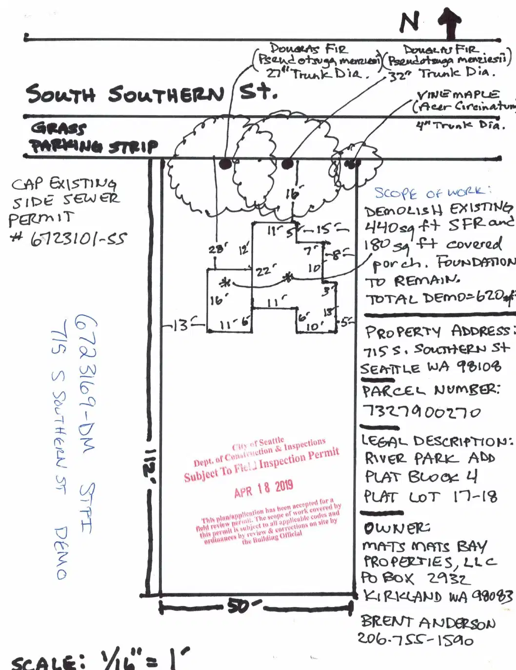 Site plan for 715 S Southern St