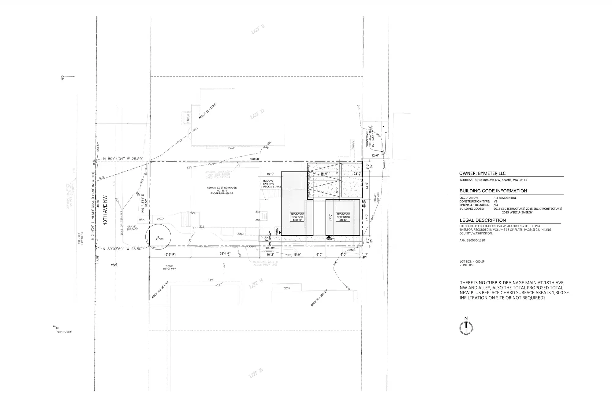 Site plan for 8508 18th Ave NW