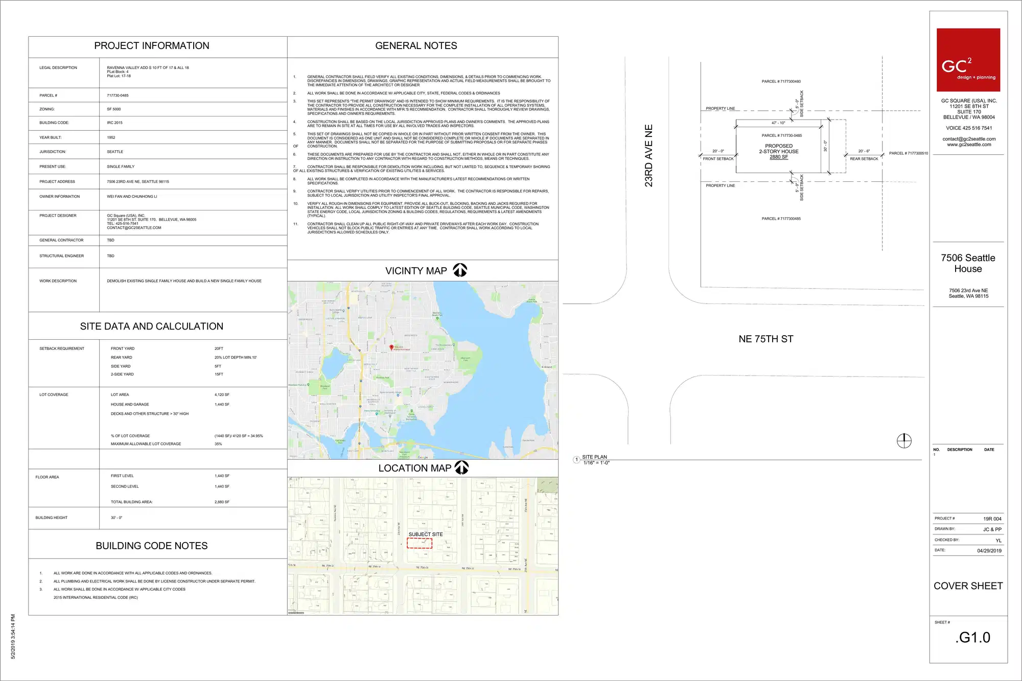 Site plan for 7506 23rd Ave NE