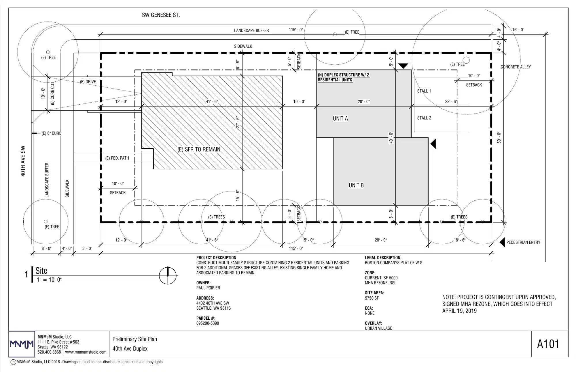 Site plan for 3915 SW Genesee St