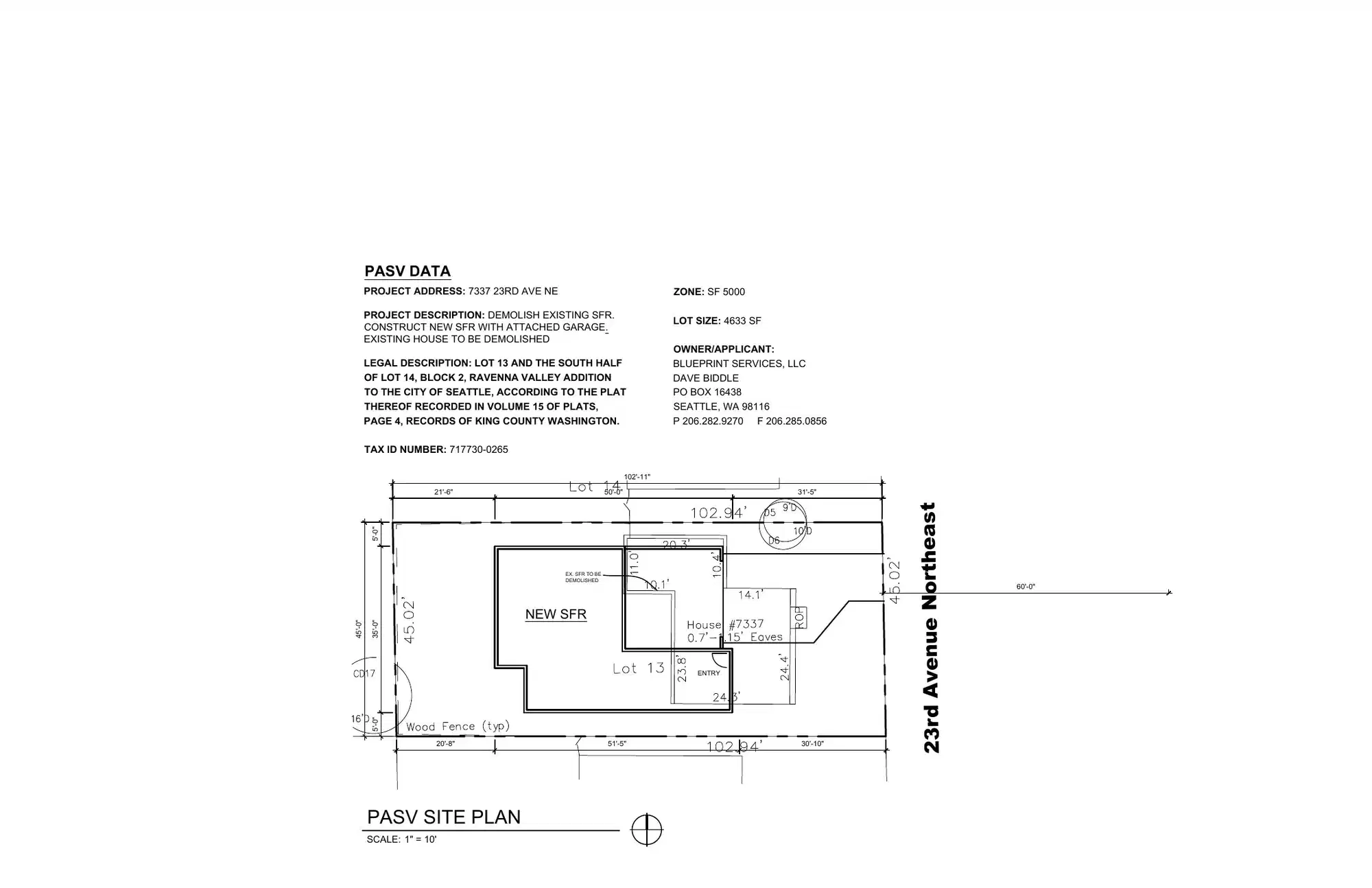 Site plan for 7337 23rd Ave NE