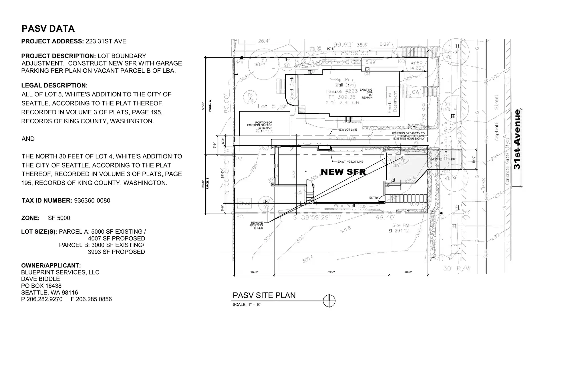 Site plan for 219 31st Ave
