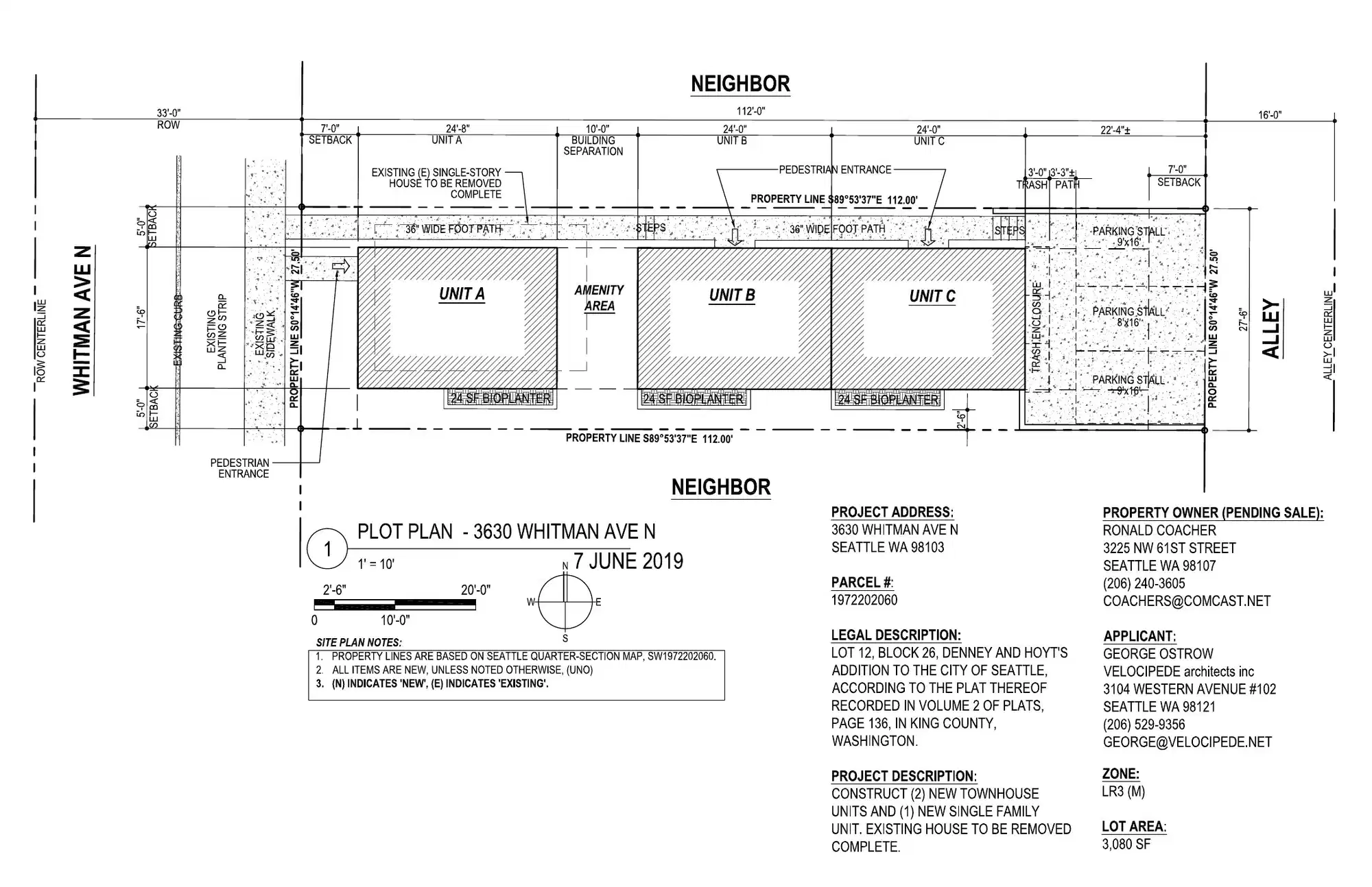 Site plan for 3630 C Whitman Ave N