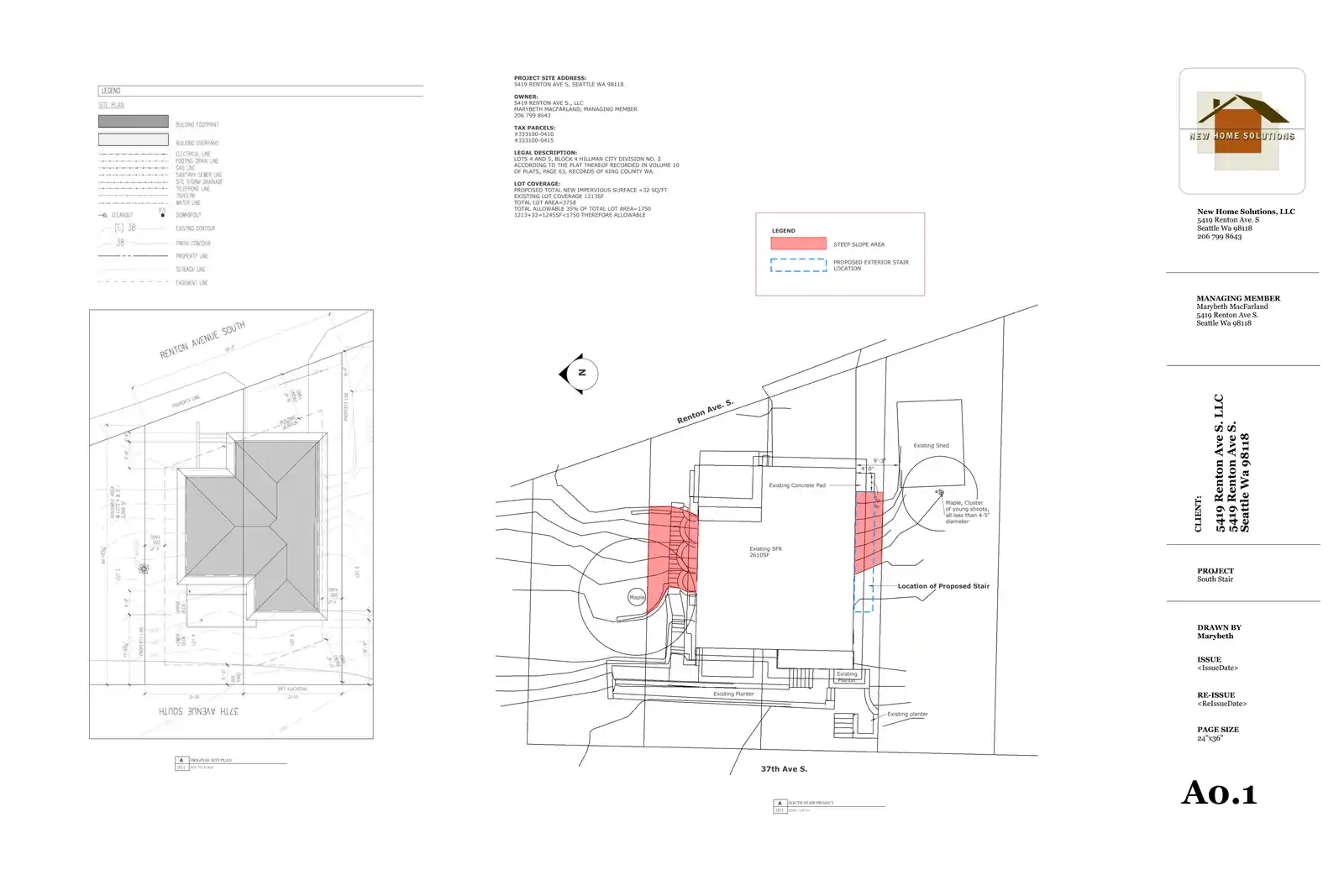 Site plan for 5419 Renton Ave S