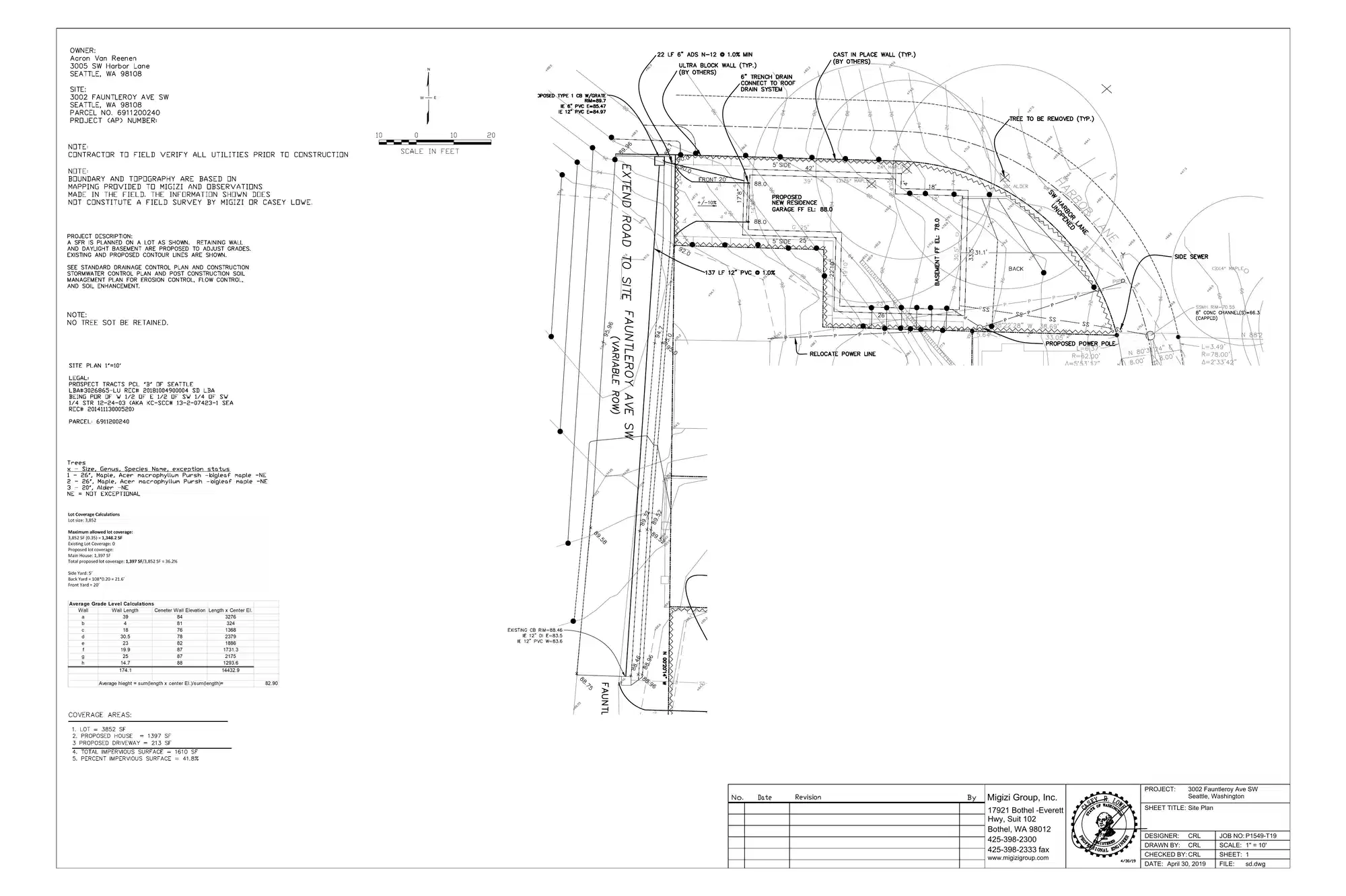 Site plan for 3002 Fauntleroy Ave SW