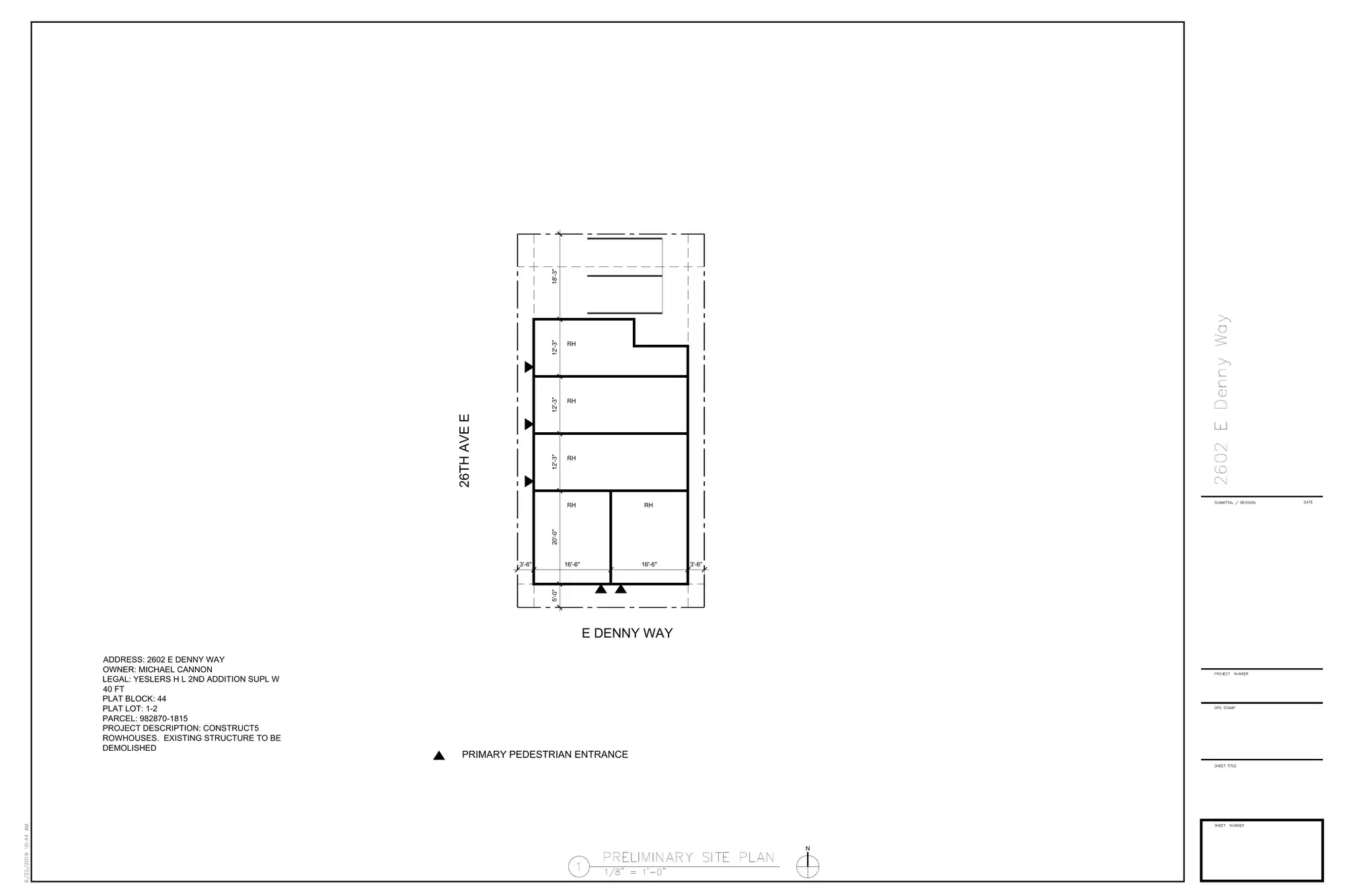 Site plan for 2602 E Denny Way