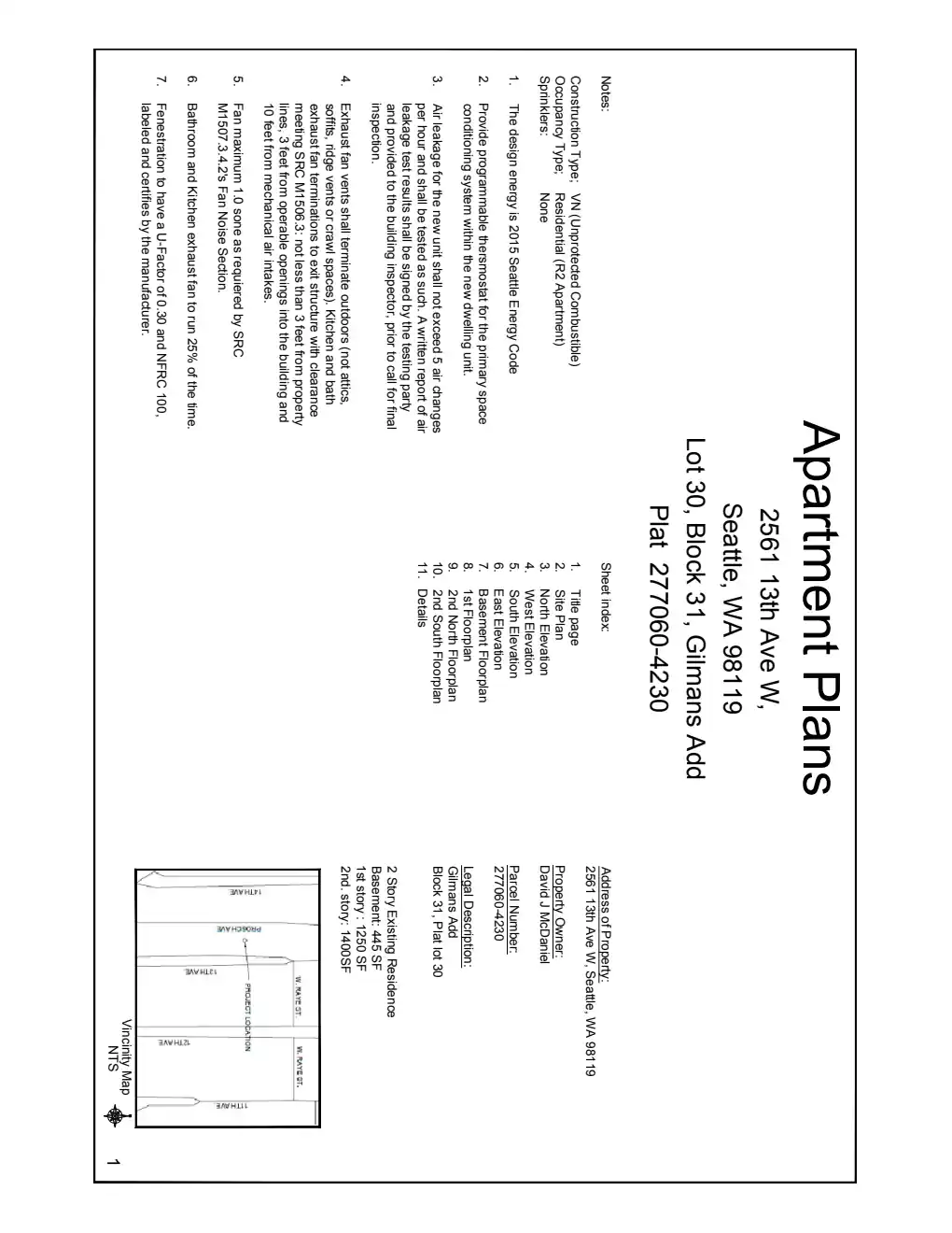 Site plan for 2563 13th Ave W