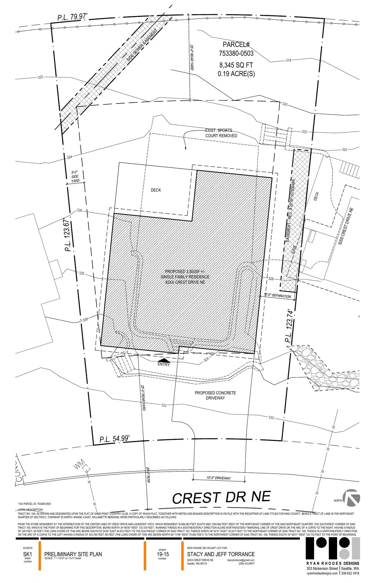 Site plan for 8208 Crest Dr NE