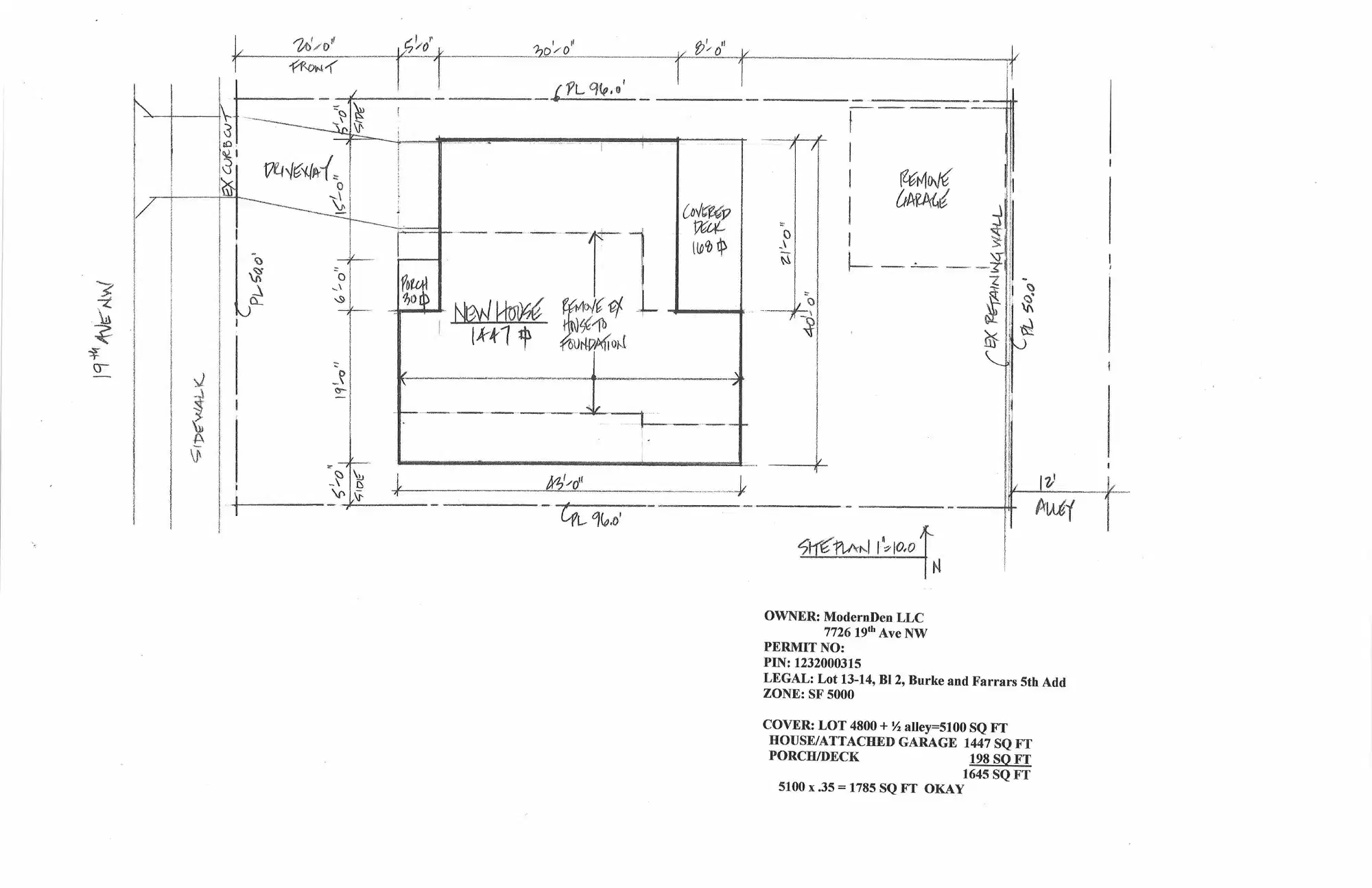 Site plan for 7726 19th Ave NW