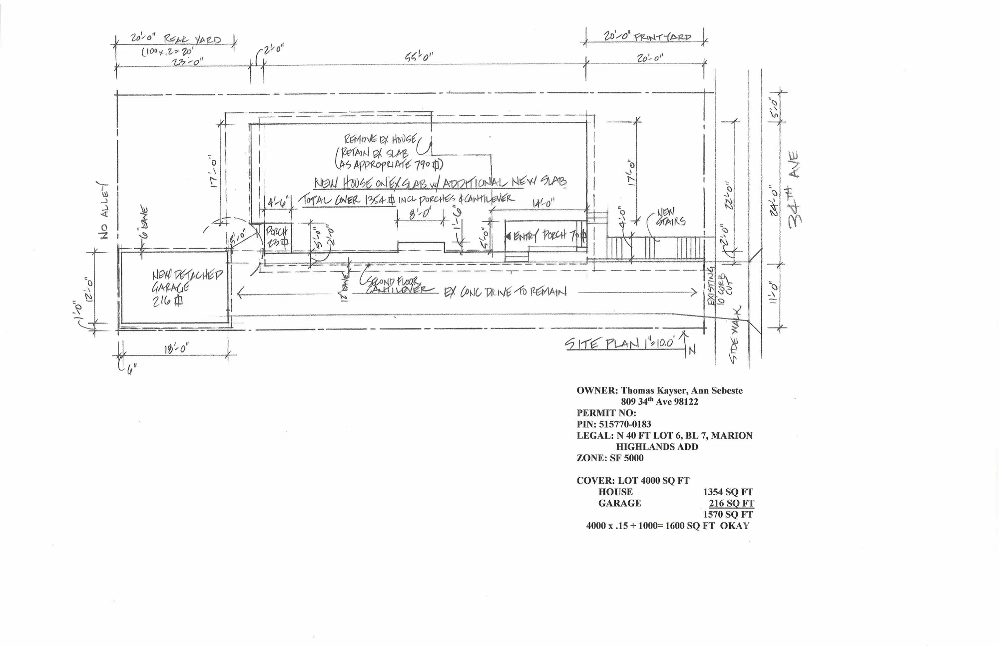 Site plan for 809 34th Ave
