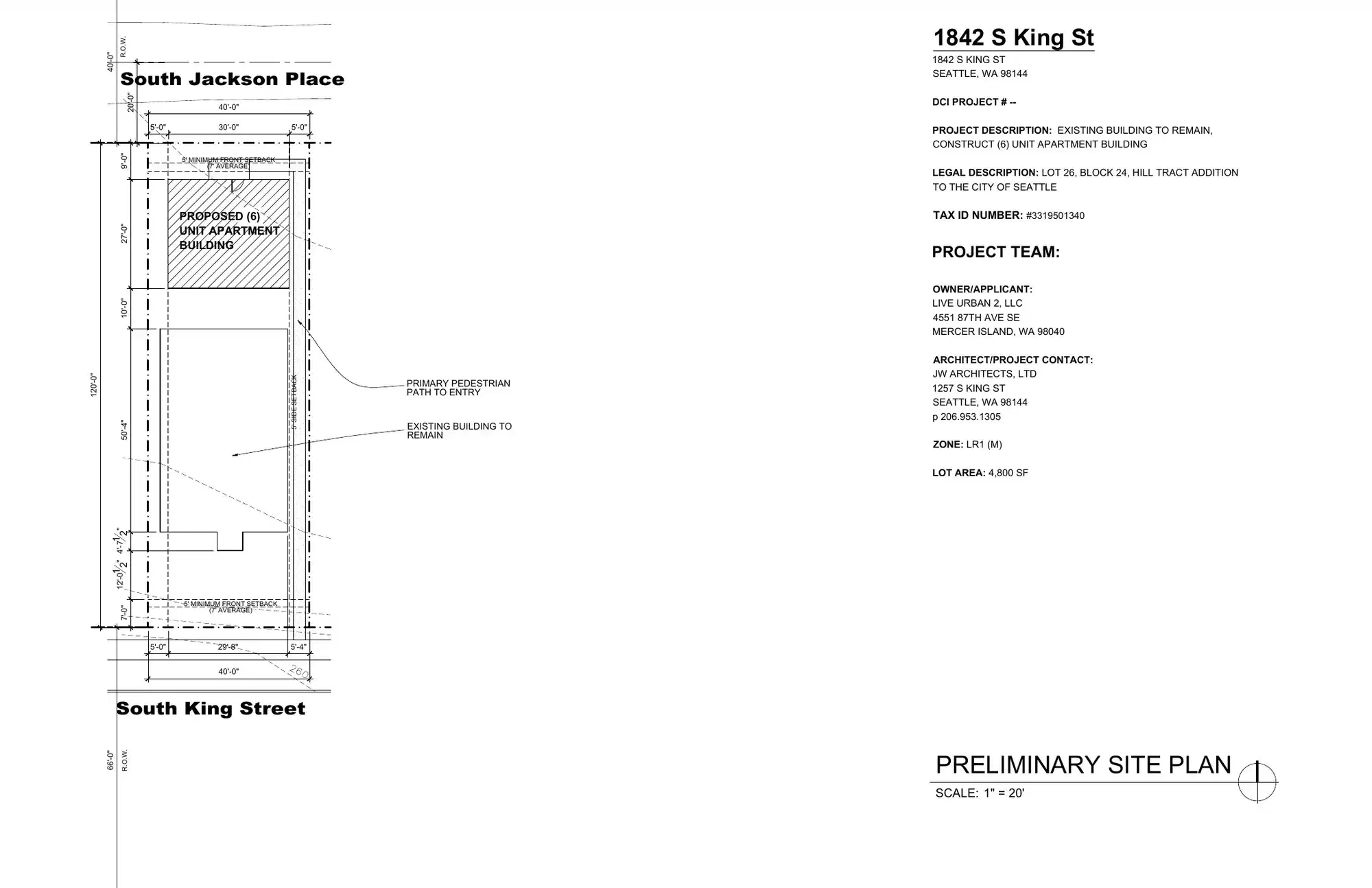 Site plan for 1844 S King St