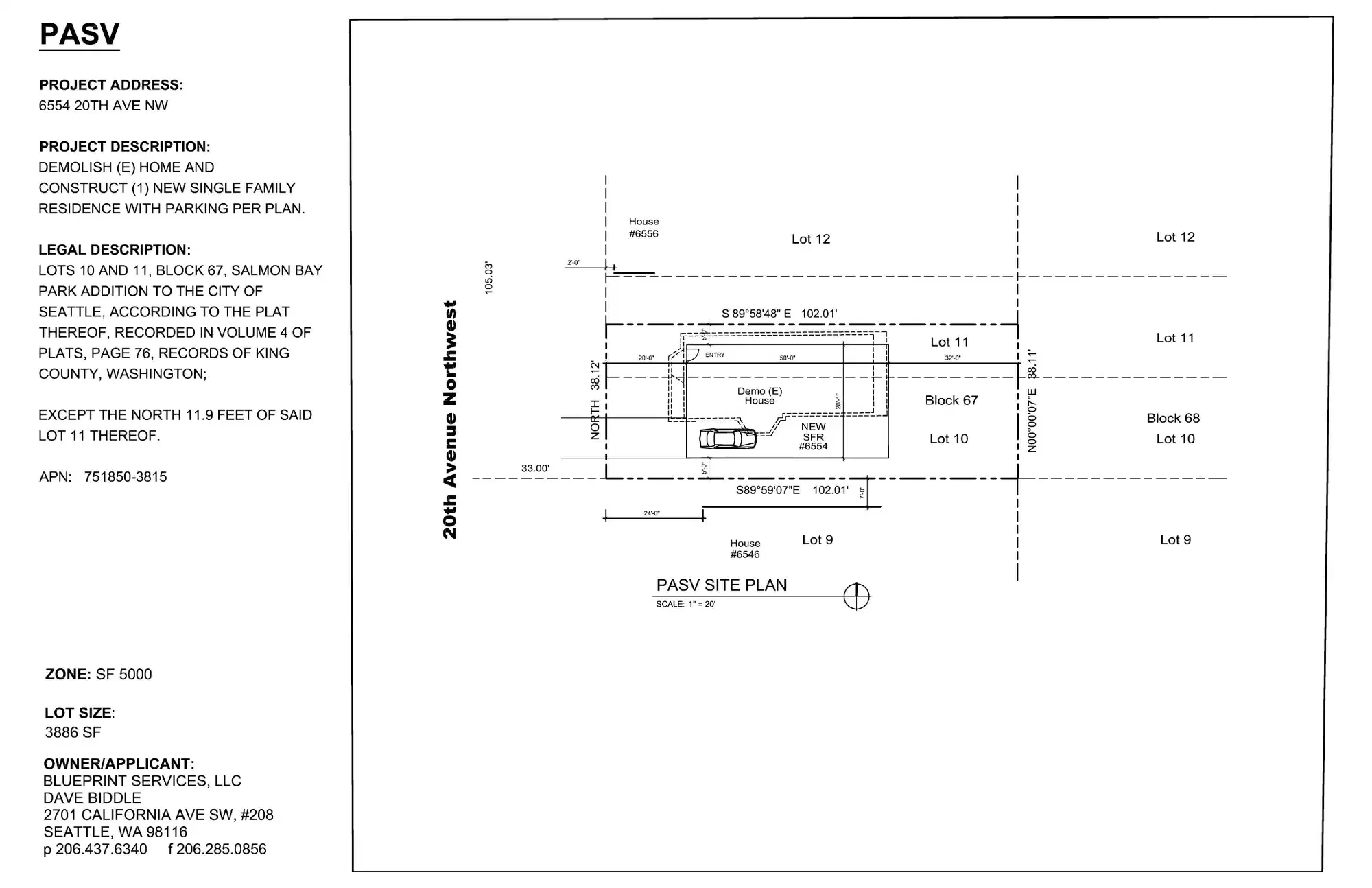 Site plan for 6554 20th Ave NW