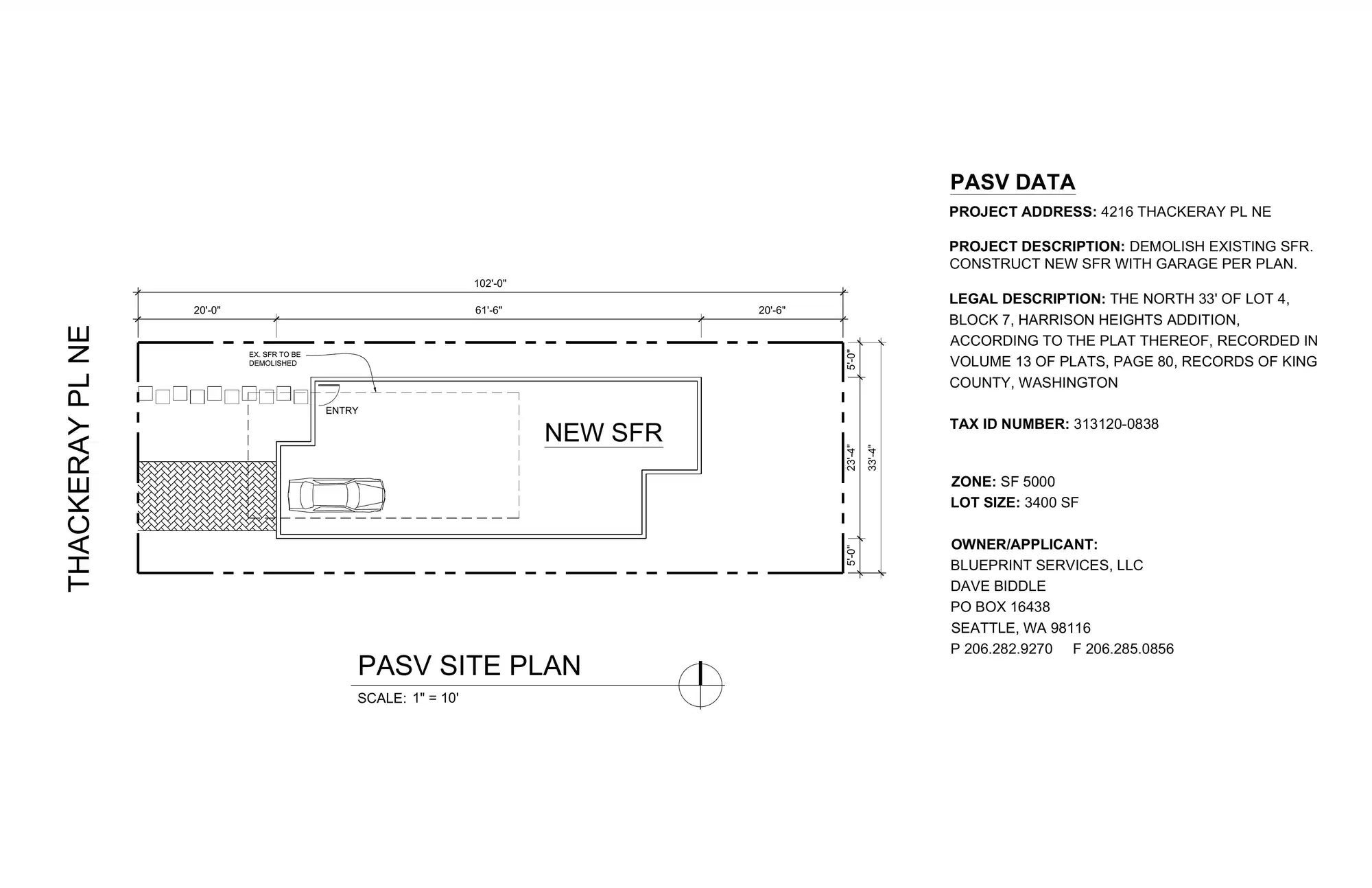 Site plan for 4216 Thackeray Pl NE