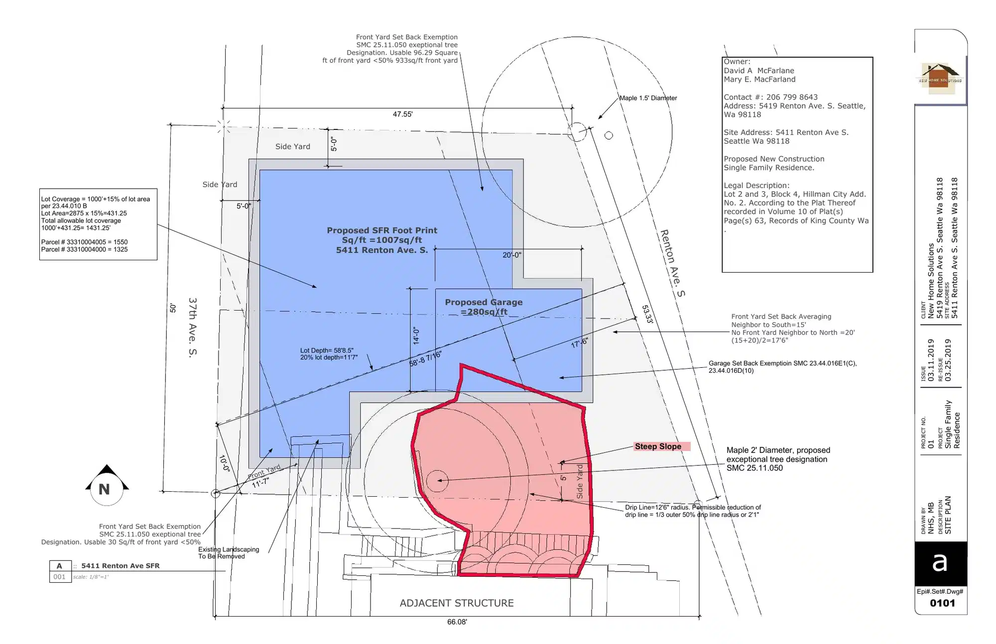 Site plan for 5411 Renton Ave S