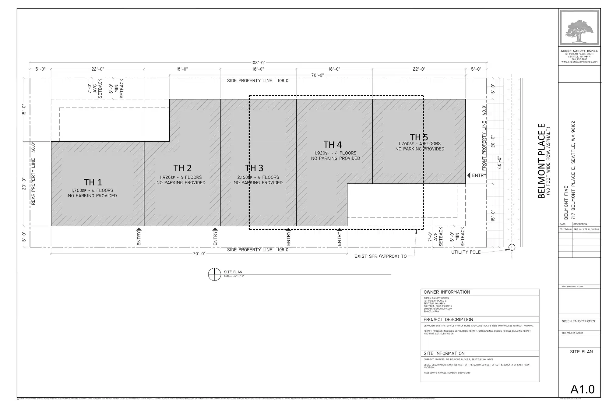 Site plan for 717 Belmont Pl E