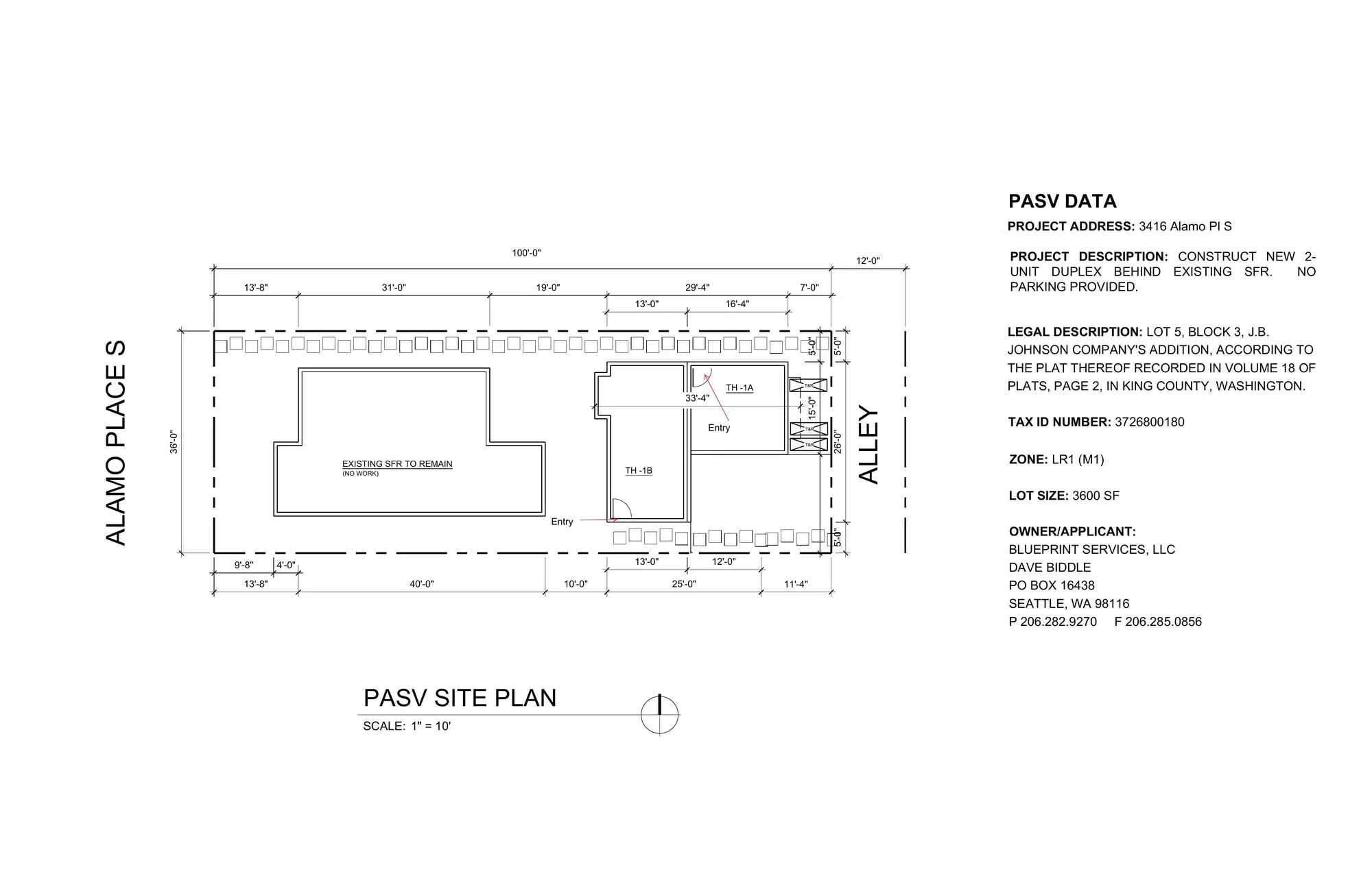 Site plan for 3414 Alamo Pl S