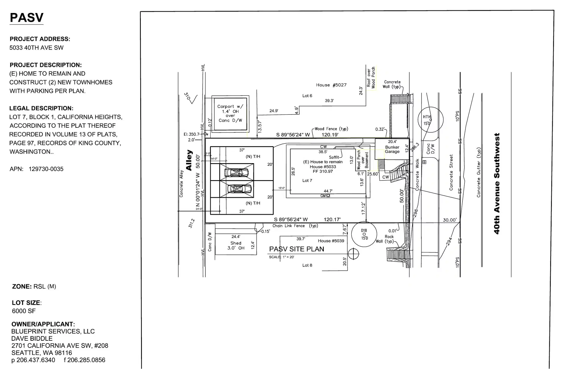 Site plan for 5035 40th Ave SW