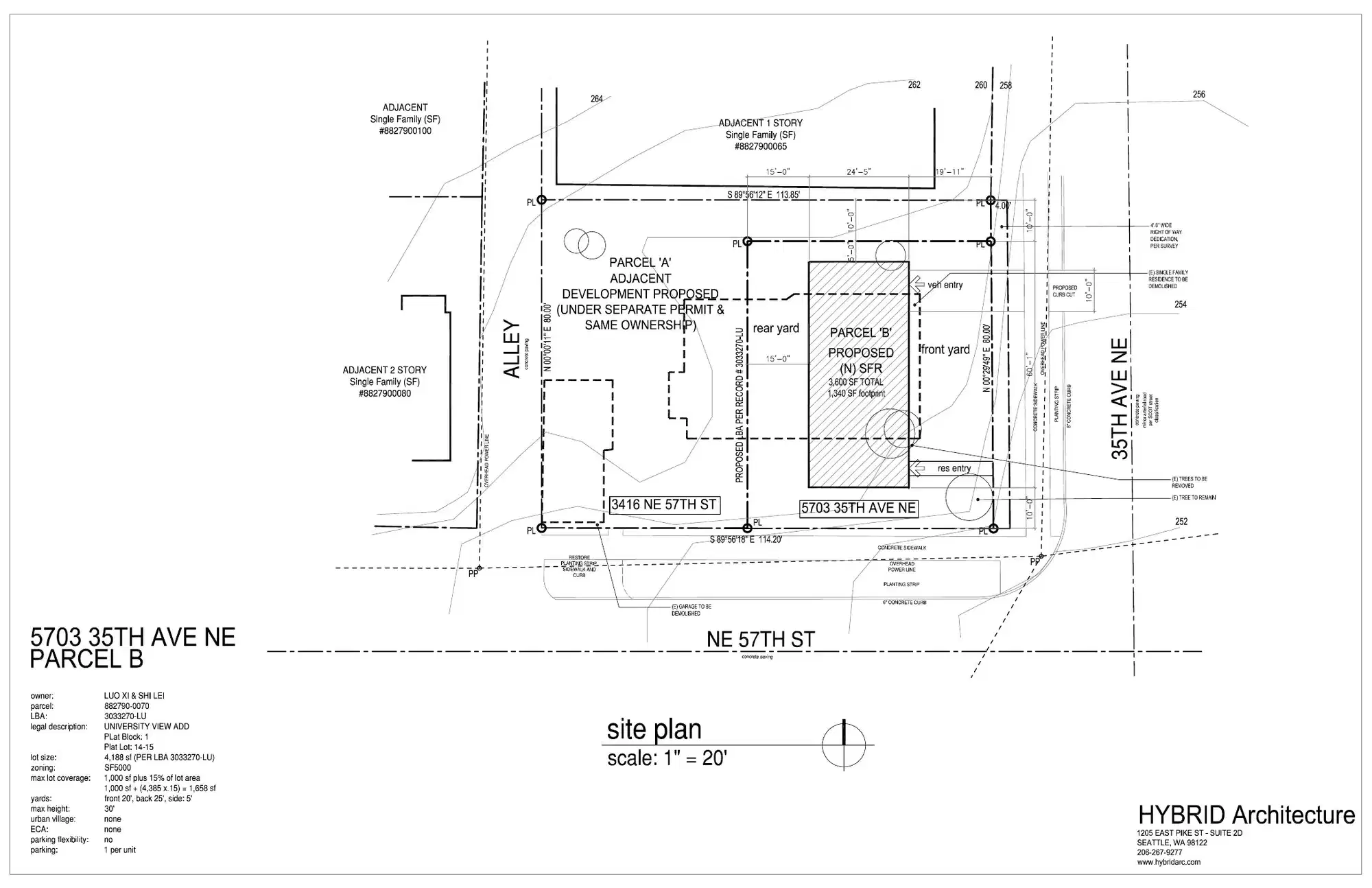 Site plan for 3420 NE 57th St