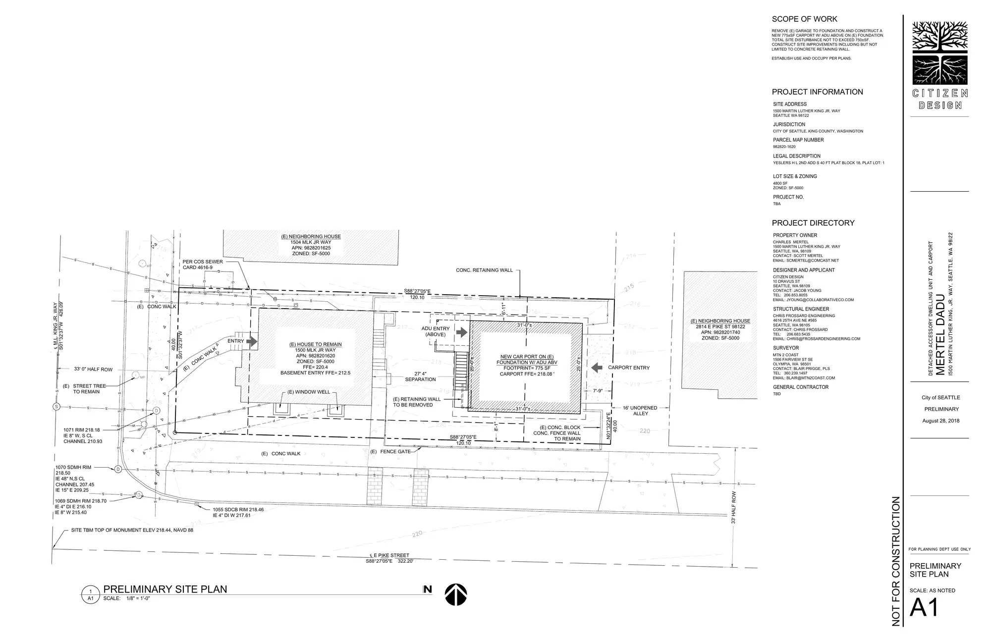 Site plan for 1500 M L King Jr Way