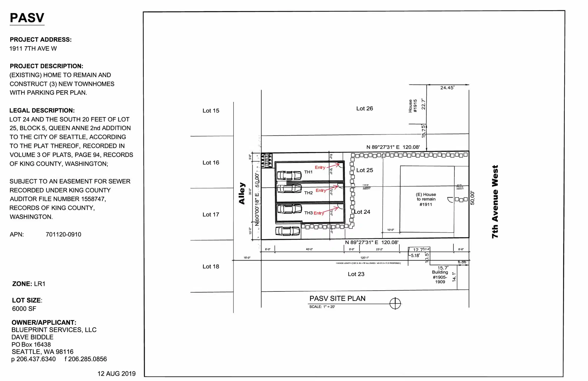Site plan for 1913 7th Ave W