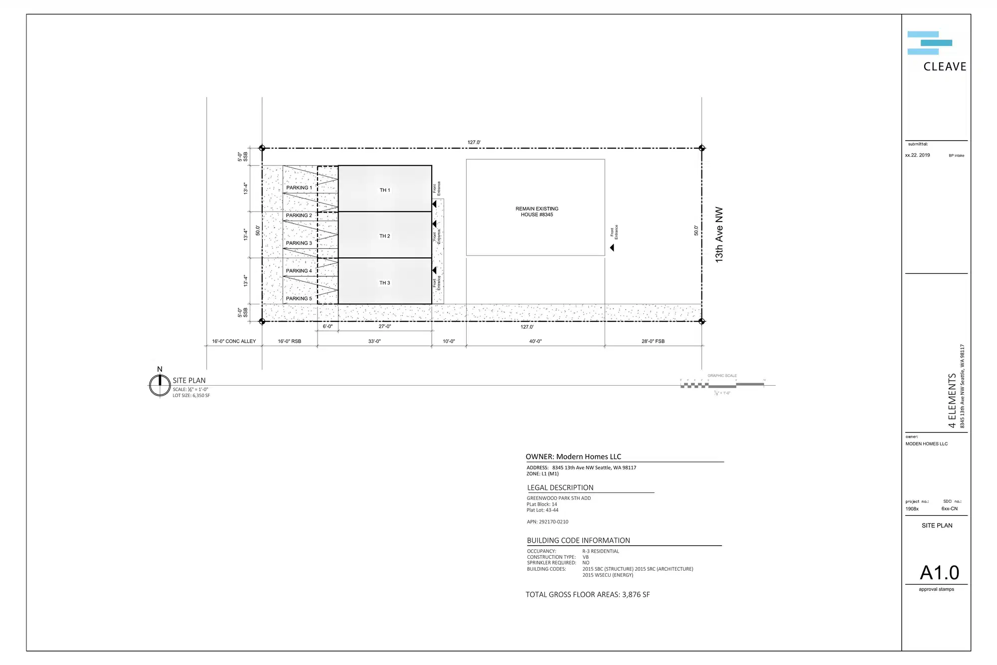 Site plan for 8343 13th Ave NW