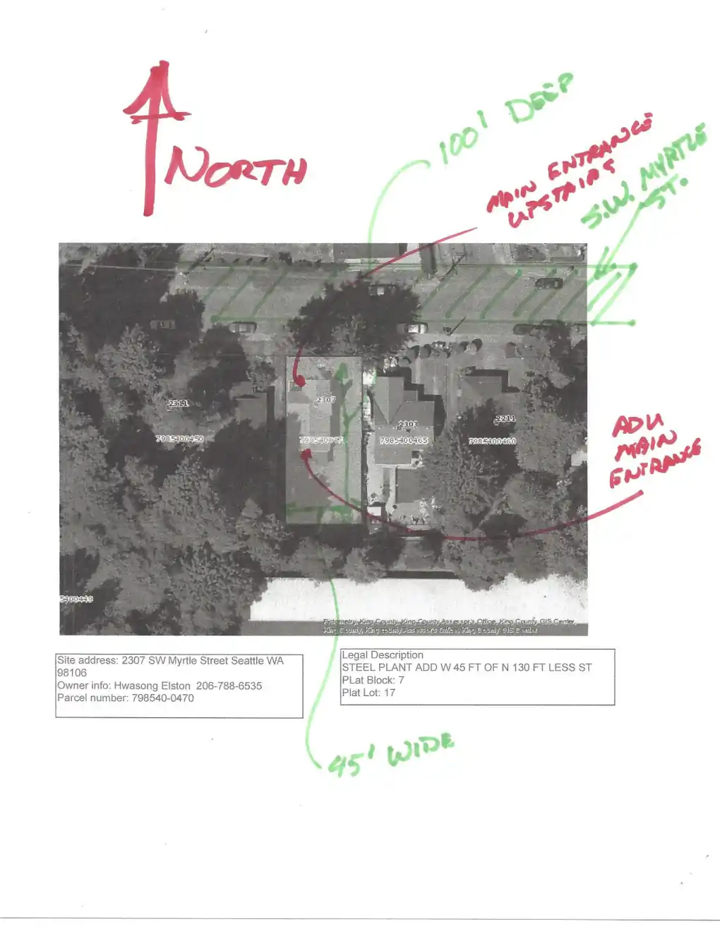 Site plan for 2307 SW Myrtle St