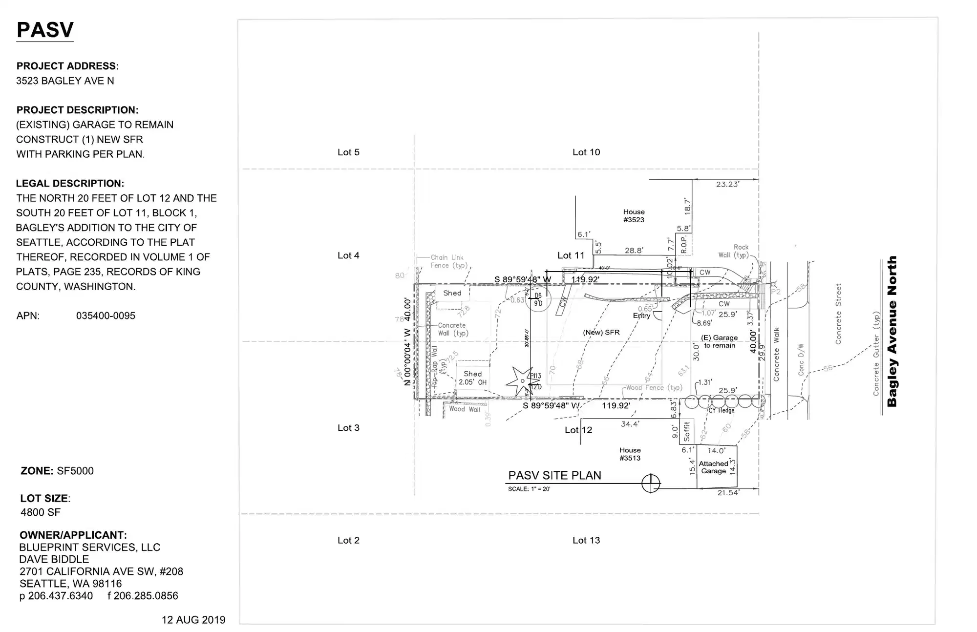 Site plan for 3519 Bagley Ave N