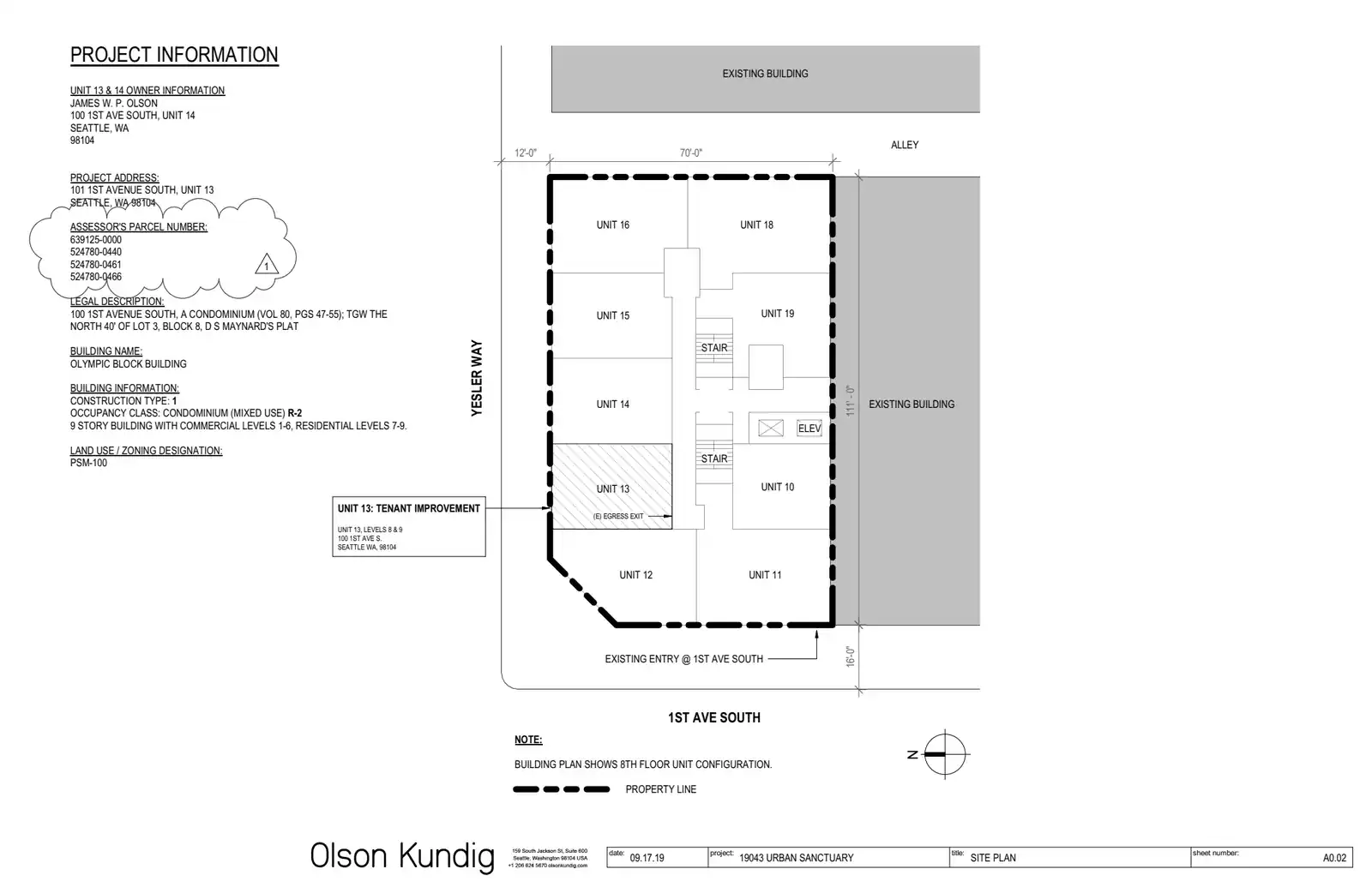 Site plan for 100 1st Ave S