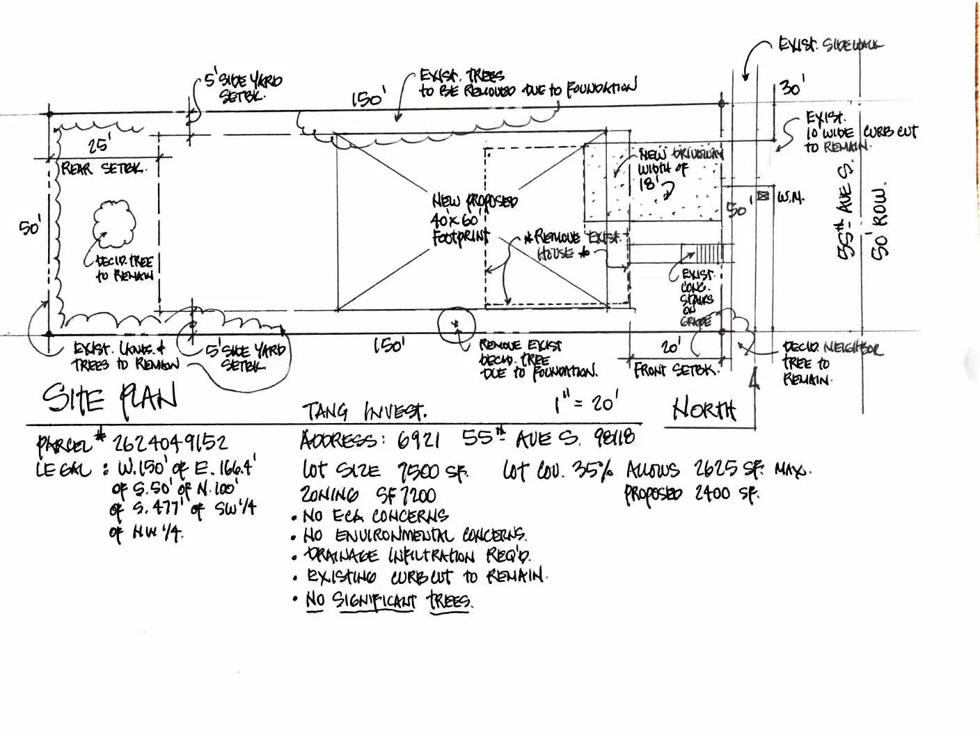 Site plan for 6921 55th Ave S