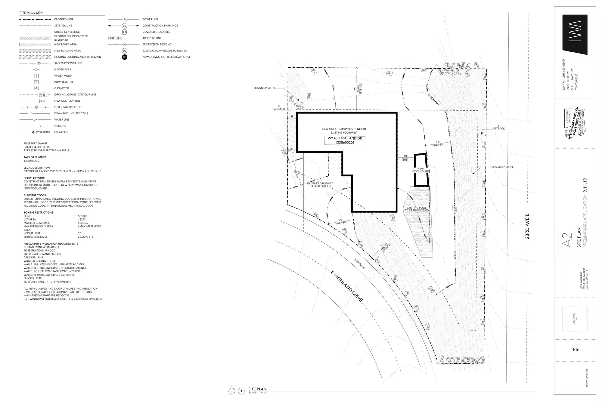 Site plan for 2214 E Highland Dr