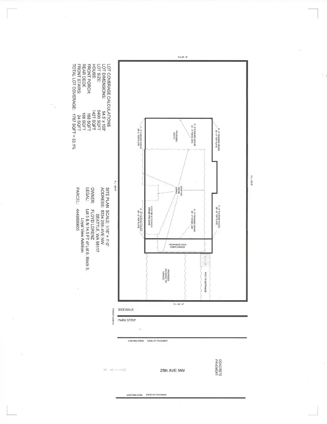 Site plan for 8334 25th Ave NW