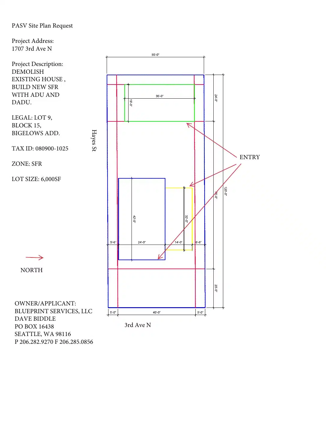 Site plan for 1707 3rd Ave N