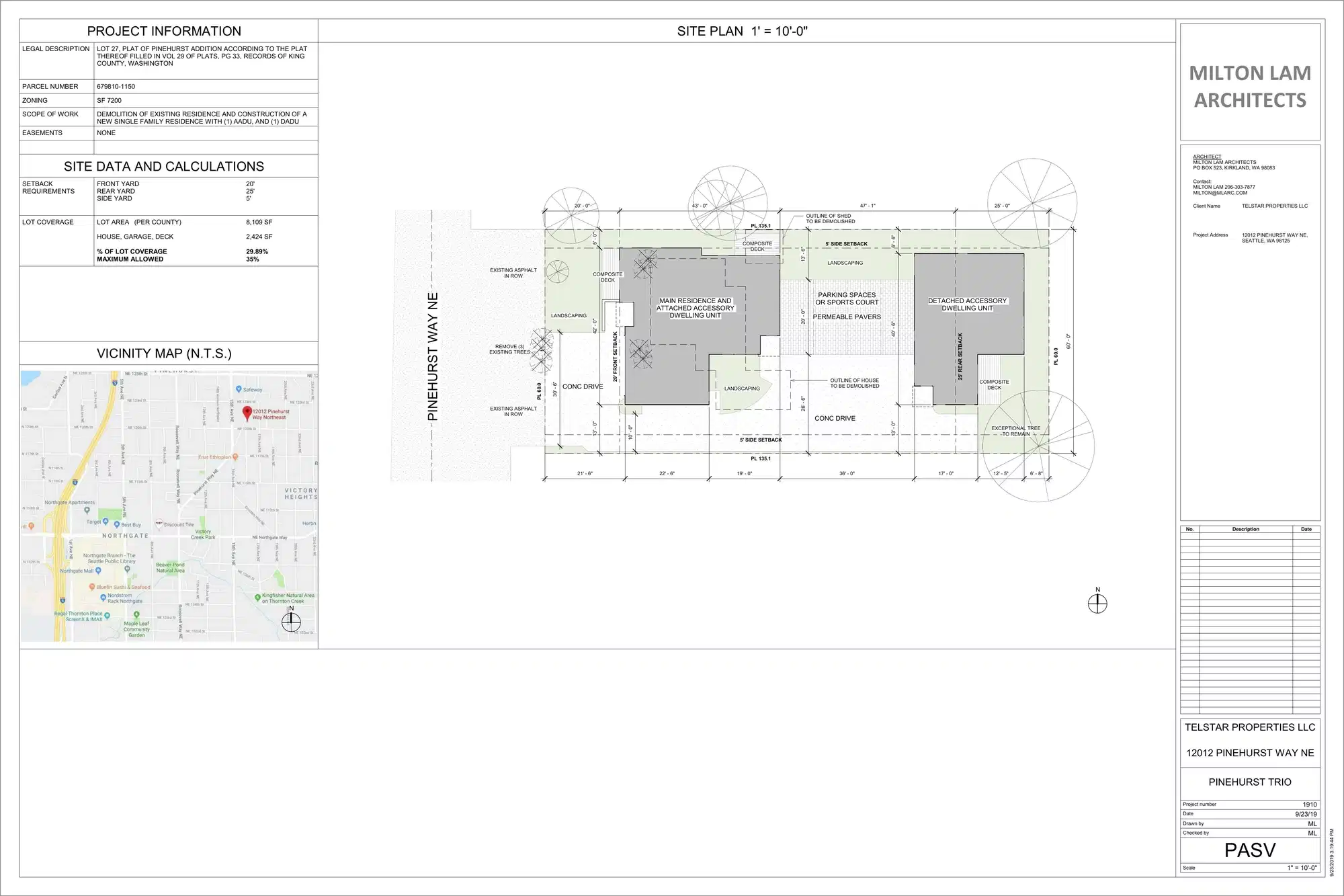 Site plan for 12012 Pinehurst Way NE