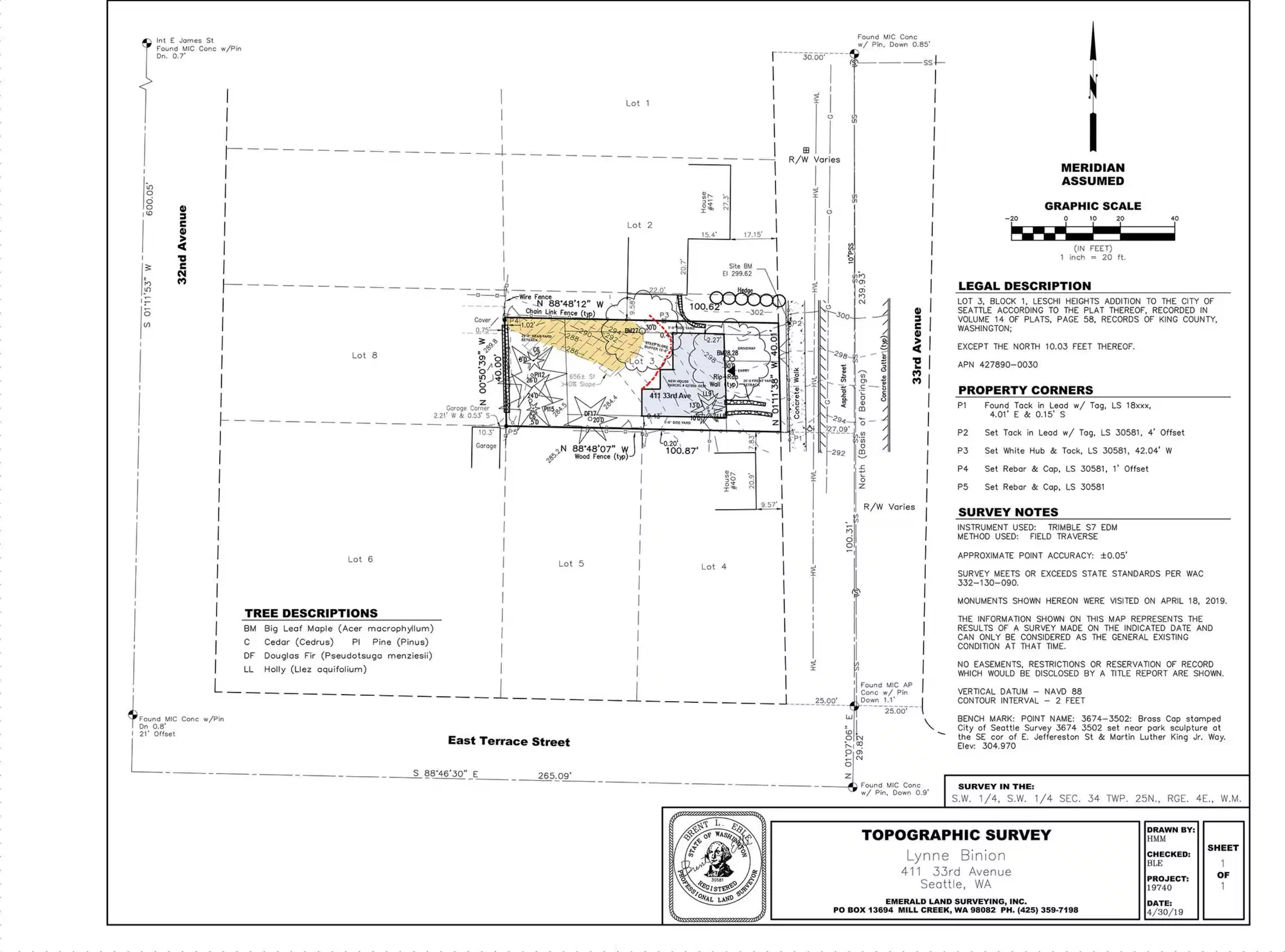 Site plan for 411 33rd Ave