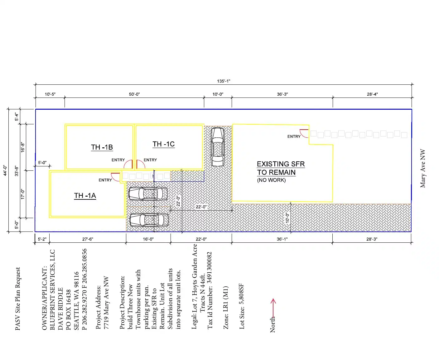 Site plan for 7721 Mary Ave NW