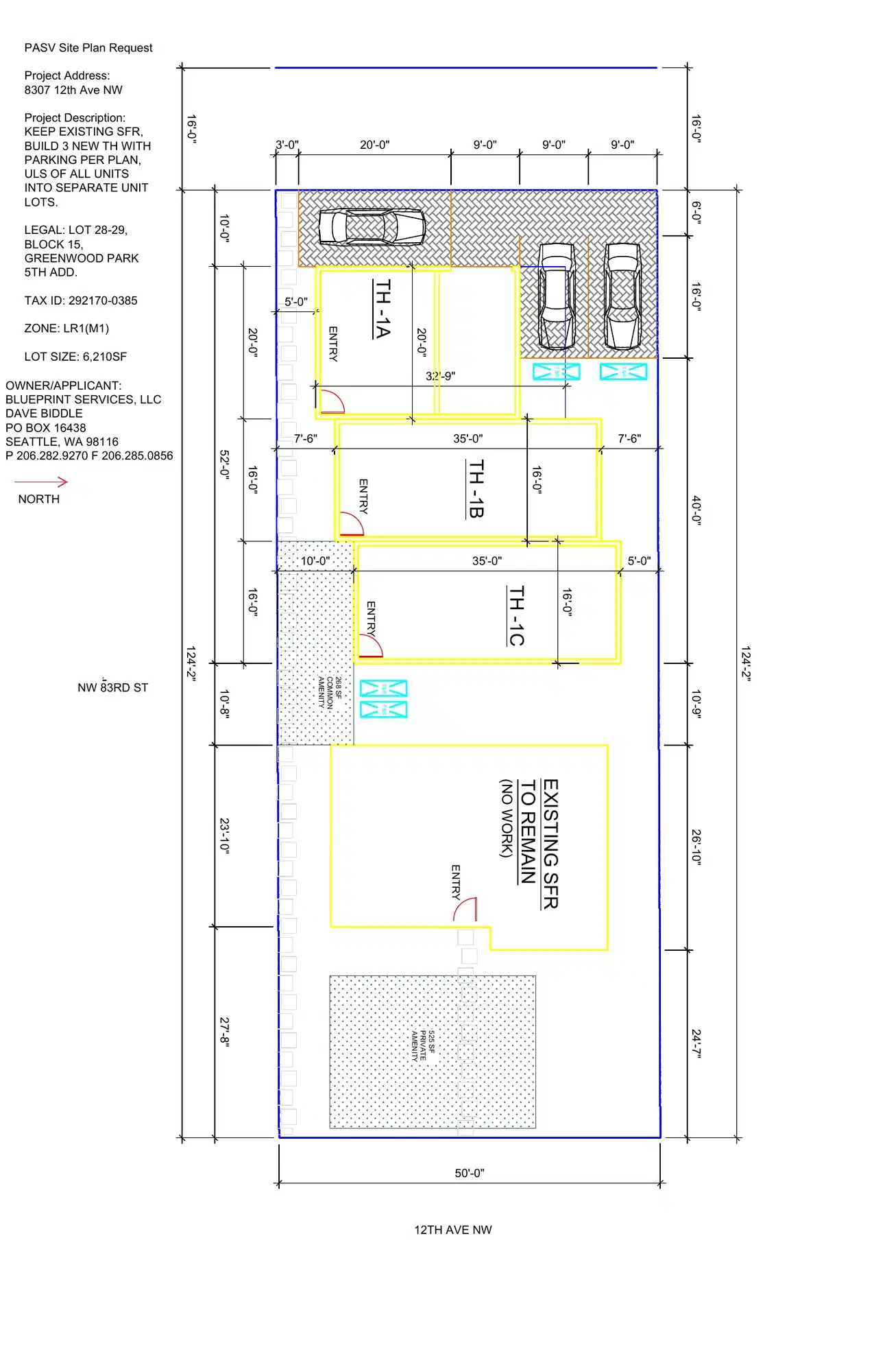 Site plan for 8305 12th Ave NW