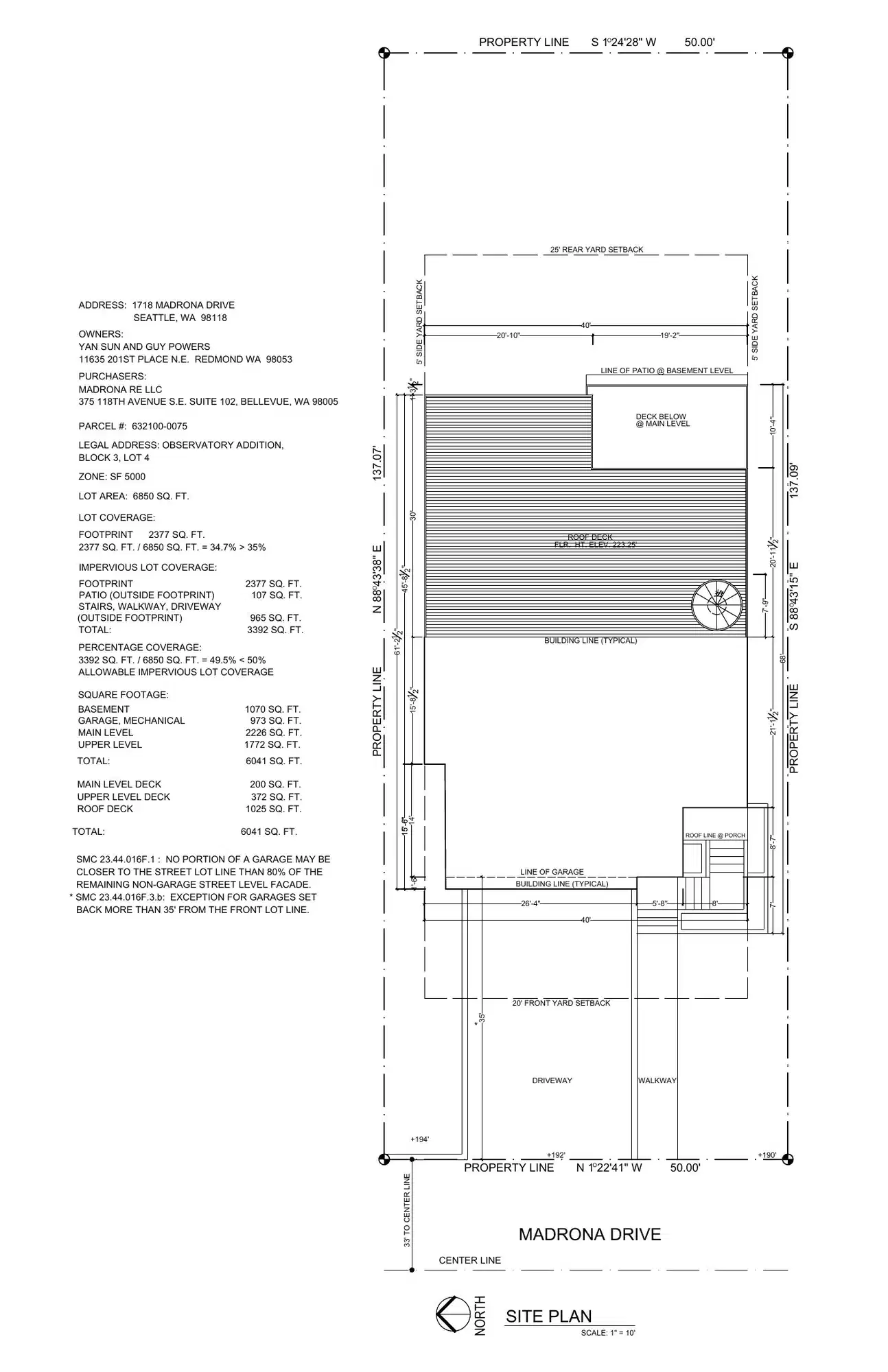 Site plan for 1718 Madrona Dr