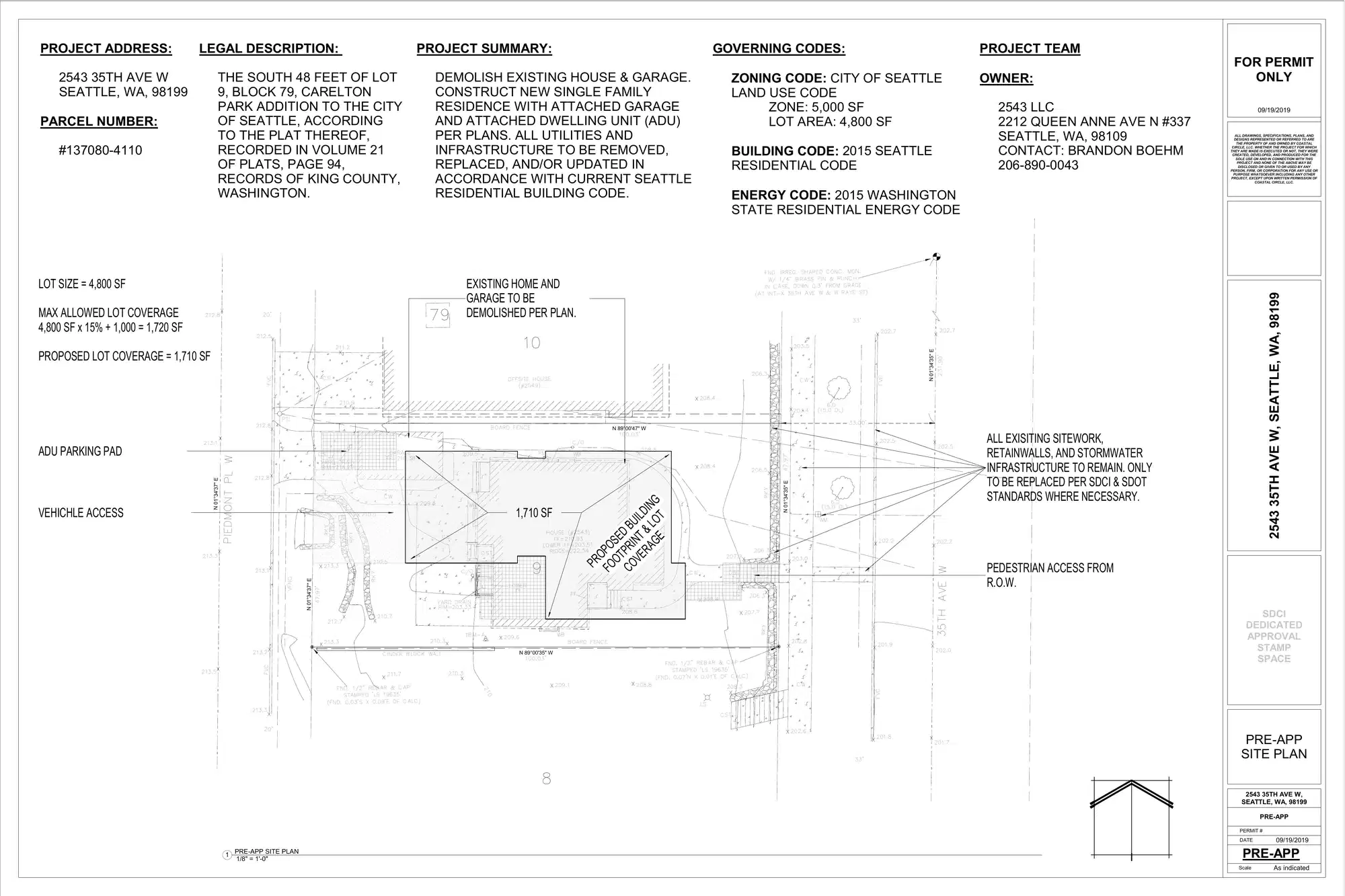 Site plan for 2543 35th Ave W