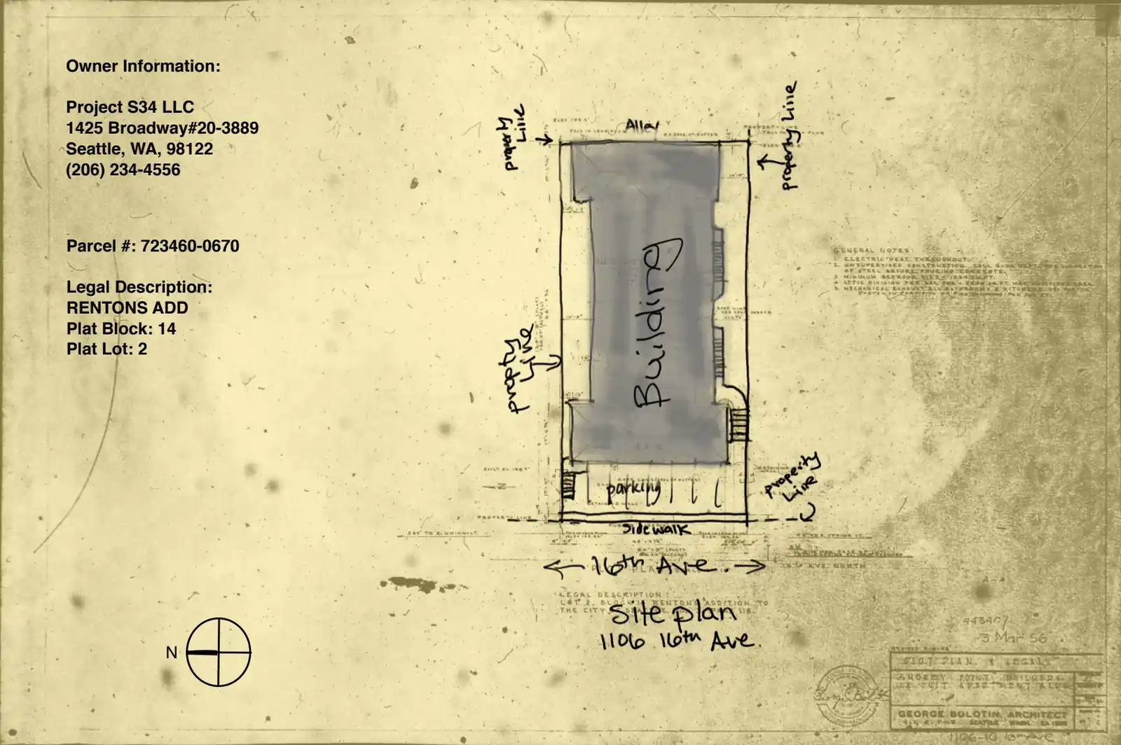 Site plan for 1106 16th Ave