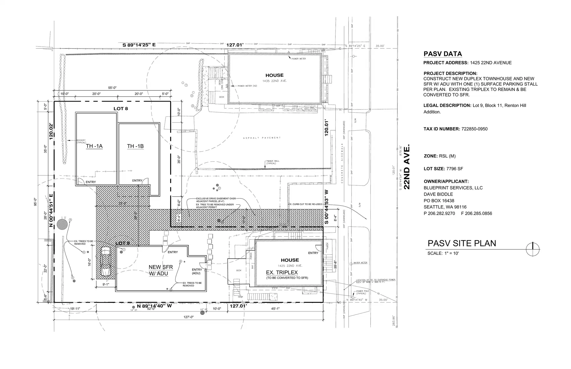 Site plan for 1429 22nd Ave