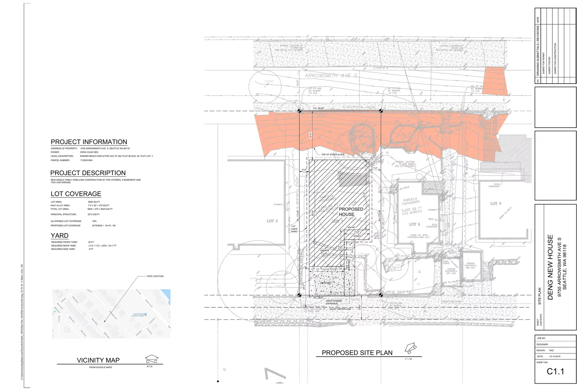 Site plan for 9755 Arrowsmith Ave S