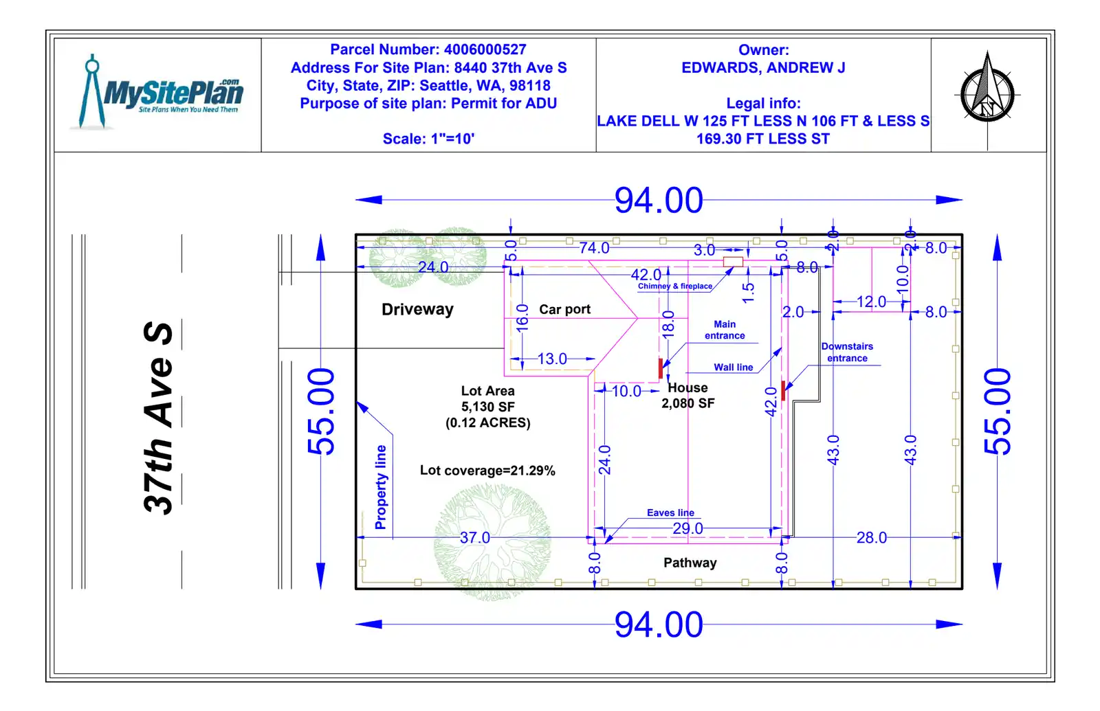 Site plan for 8440 37th Ave S