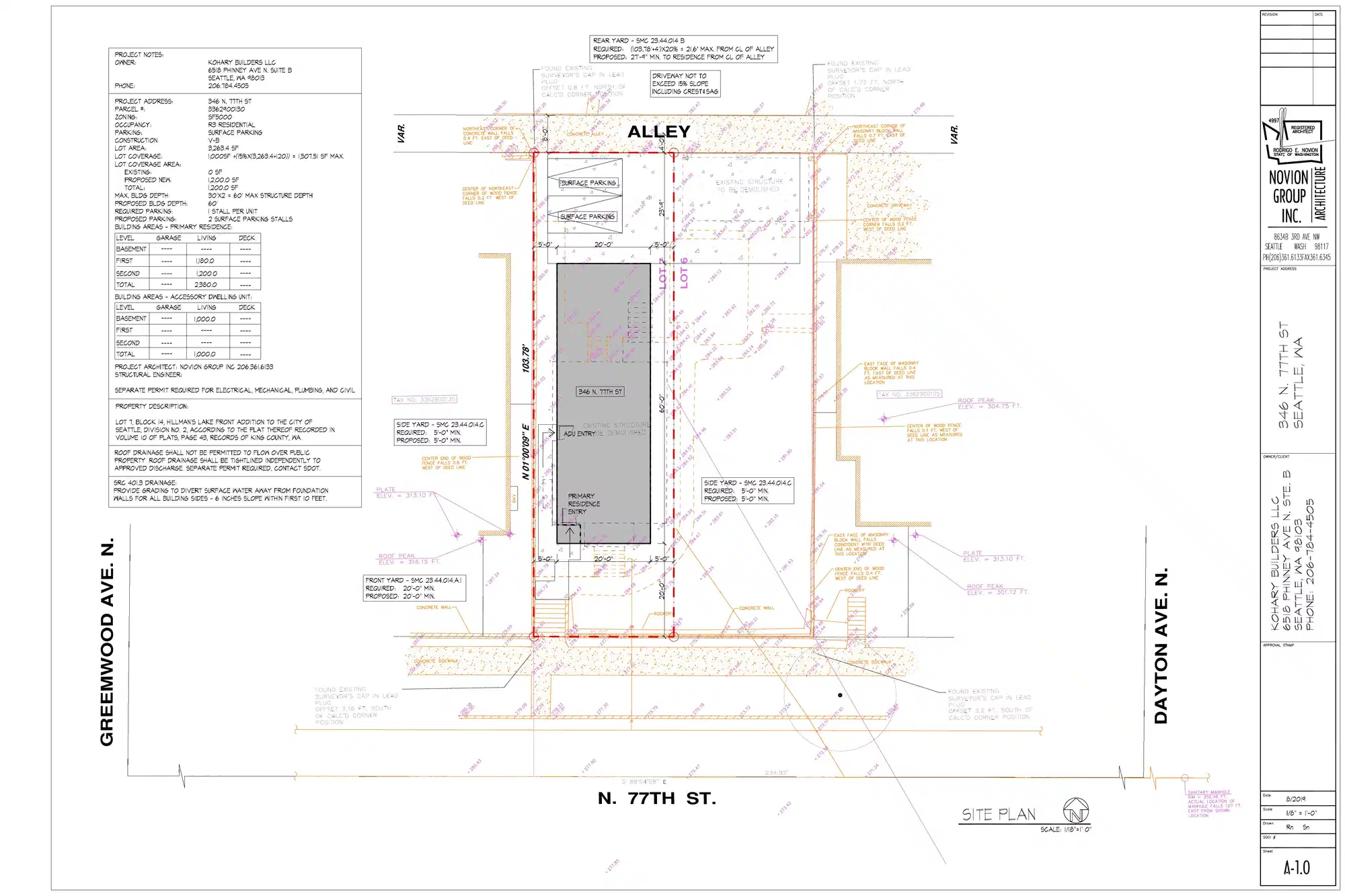 Site plan for 346 N 77th St