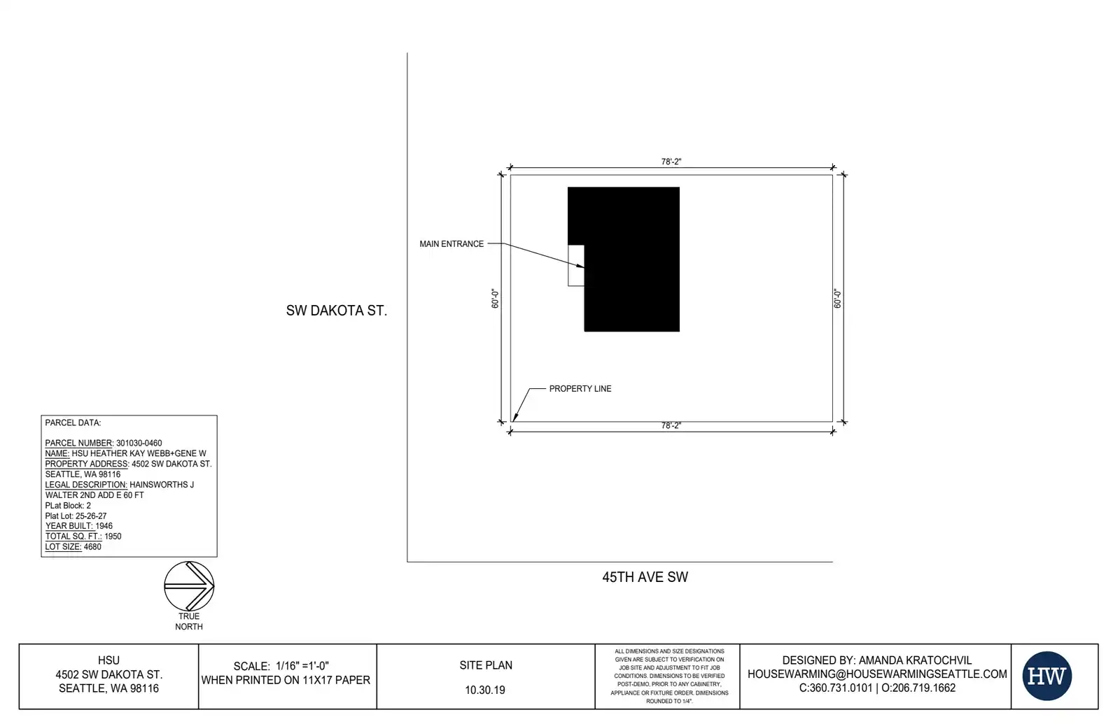 Site plan for 4502 SW Dakota St