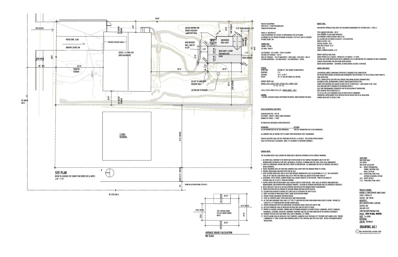Site plan for 5509 S Orcas St