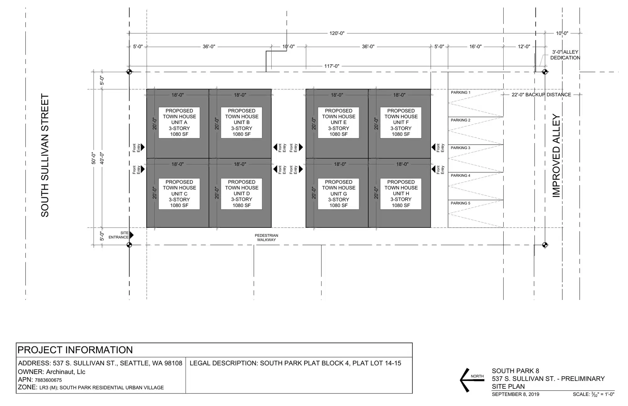 Site plan for 539 S Sullivan St