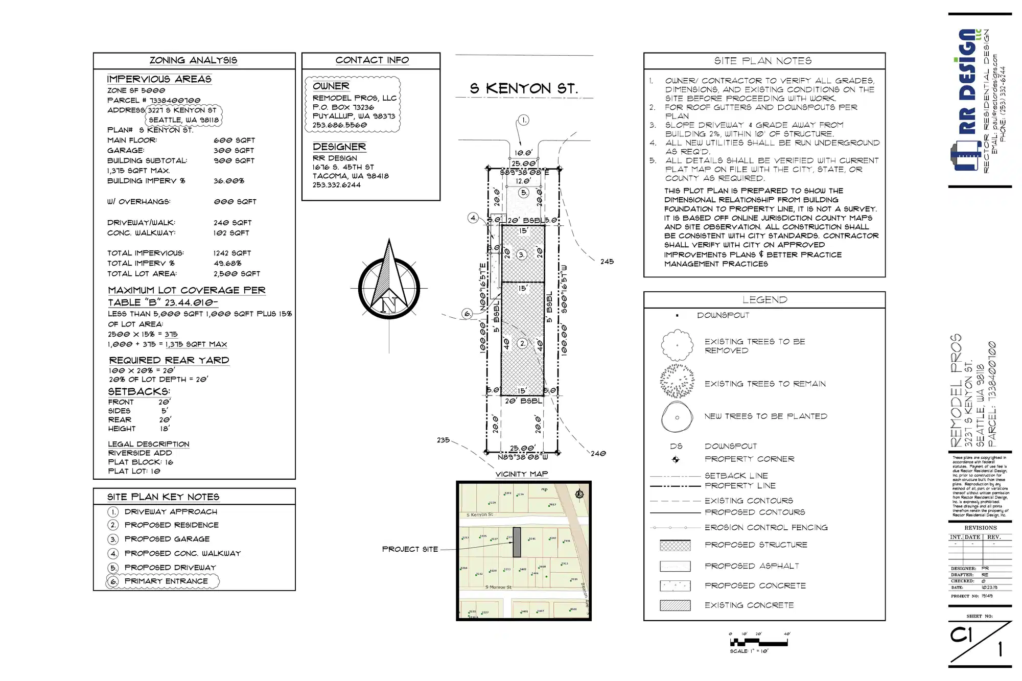 Site plan for 3237 S Kenyon St