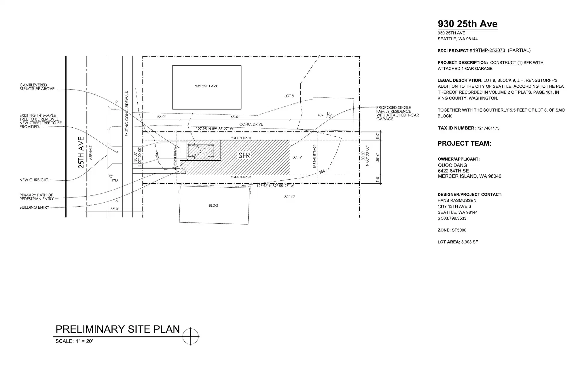 Site plan for 930 25th Ave
