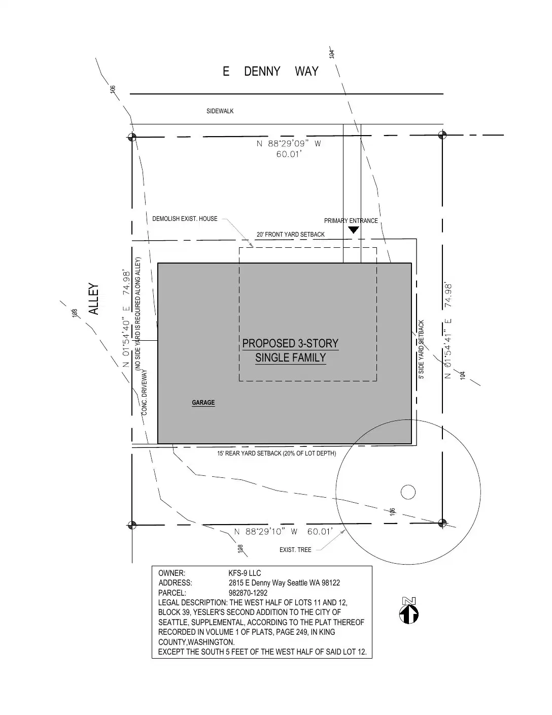 Site plan for 2815 E Denny Way