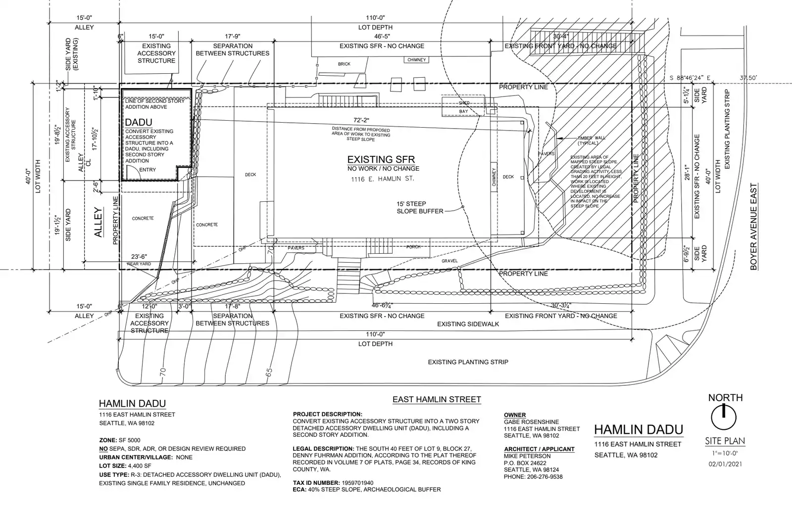 Site plan for 1114 E Hamlin St